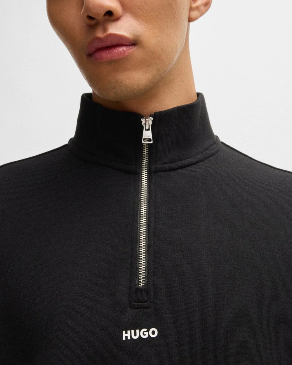 HUGO Durty244 Mens 1/4 Zip Sweatshirt - Black 001 - Image 2