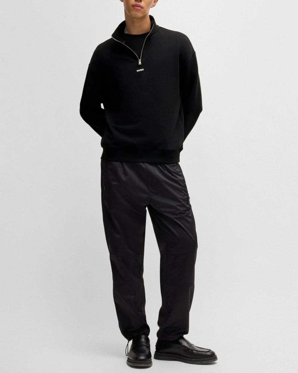 HUGO Durty244 Mens 1/4 Zip Sweatshirt - Black 001 - Image 3