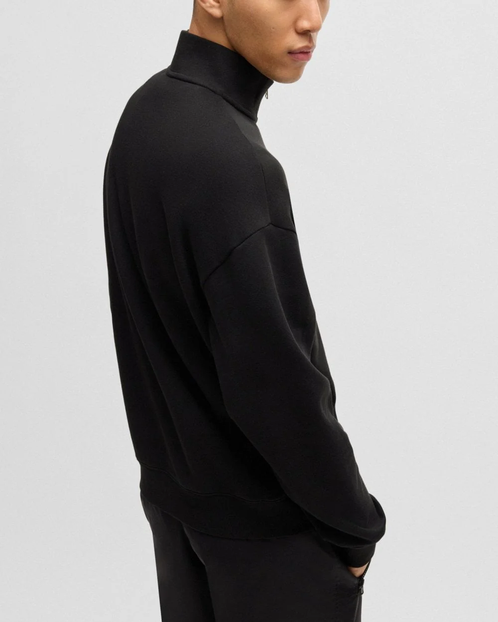 HUGO Durty244 Mens 1/4 Zip Sweatshirt - Black 001 - Image 4