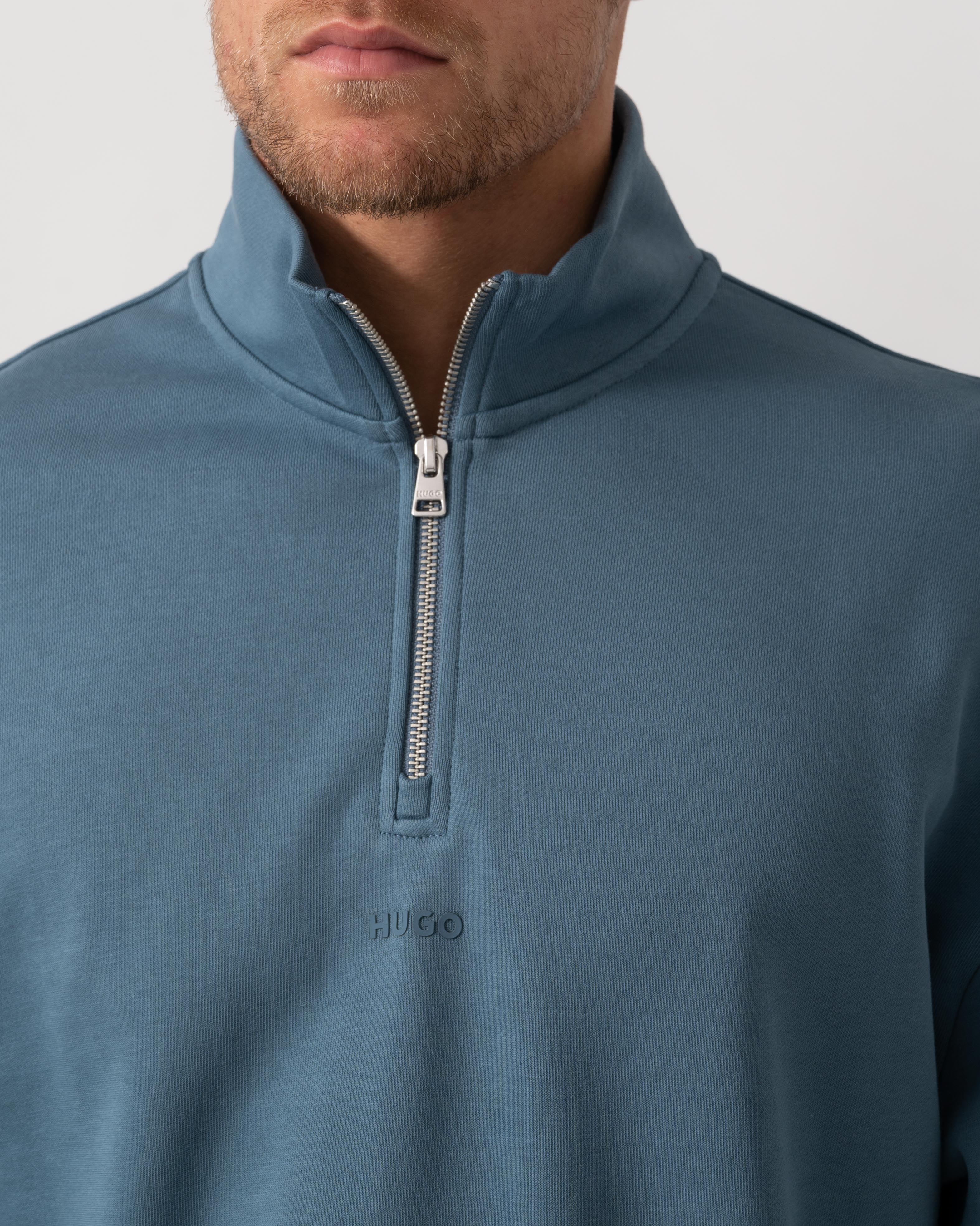 HUGO Durty244 Mens 1/4 Zip Sweatshirt - Open Blue 496 - Image 2
