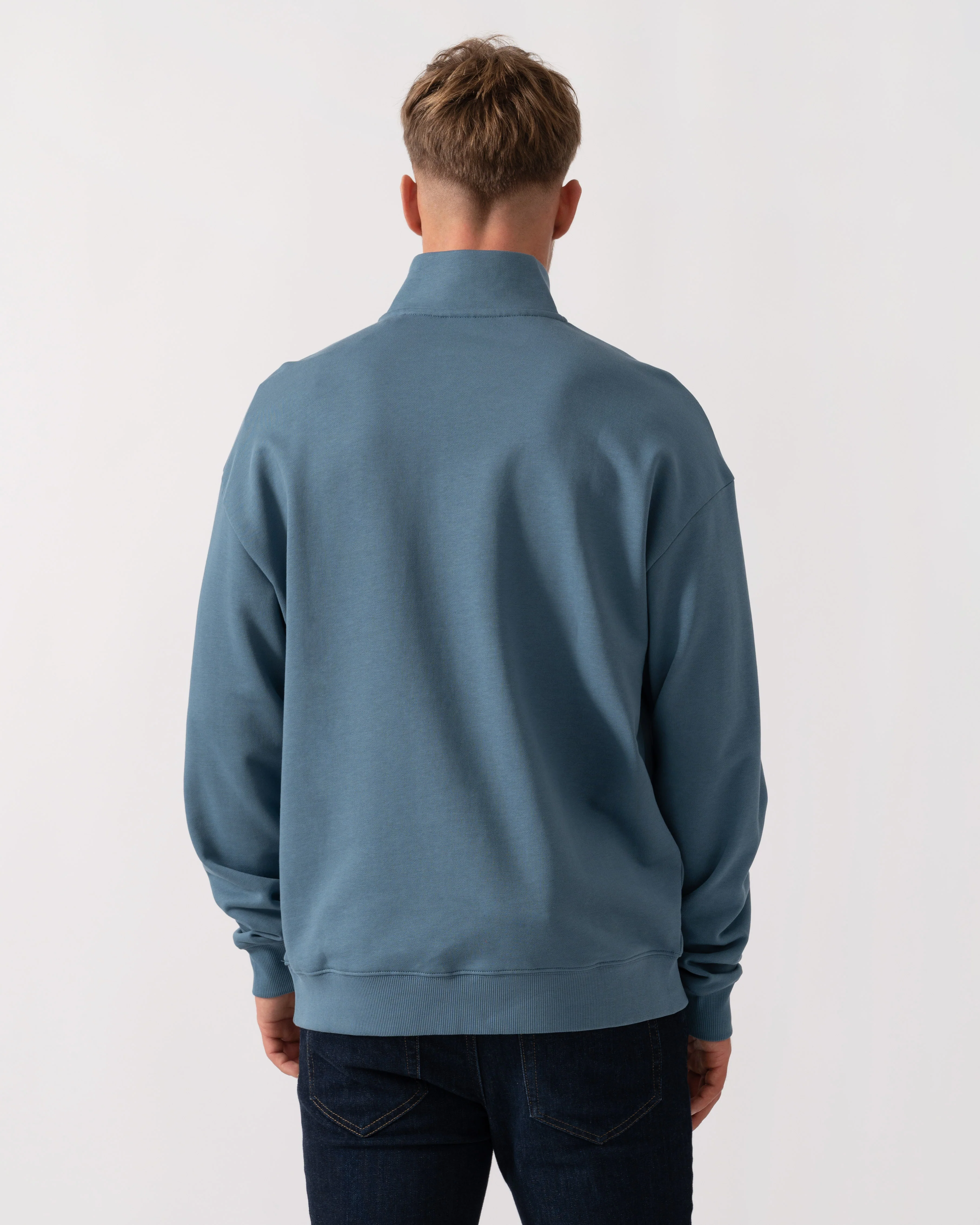 HUGO Durty244 Mens 1/4 Zip Sweatshirt - Open Blue 496 - Image 4