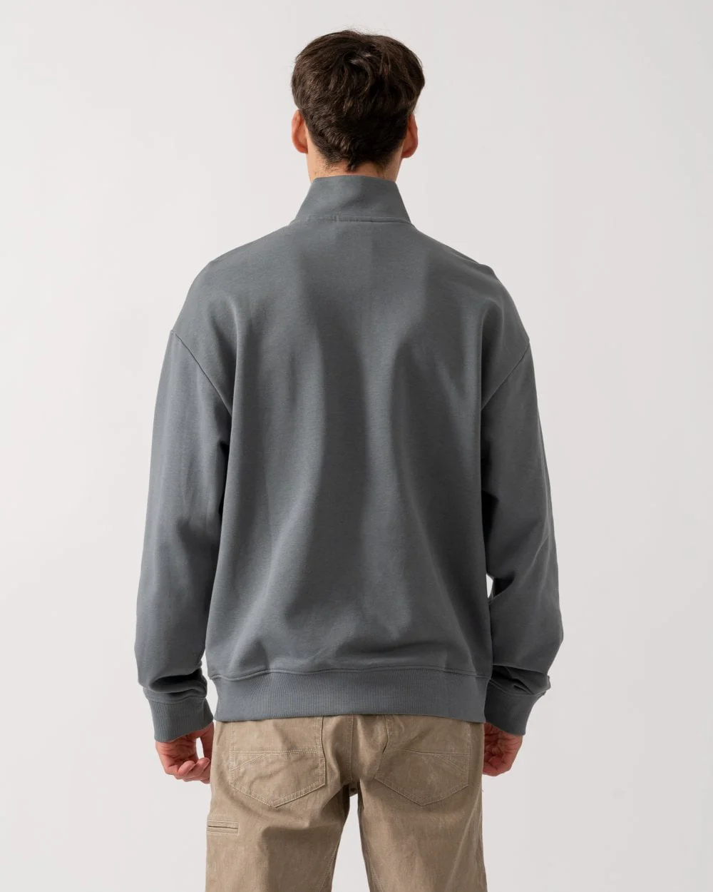 HUGO Durty244 Mens 1/4 Zip Sweatshirt - Open Grey 086 - Image 4