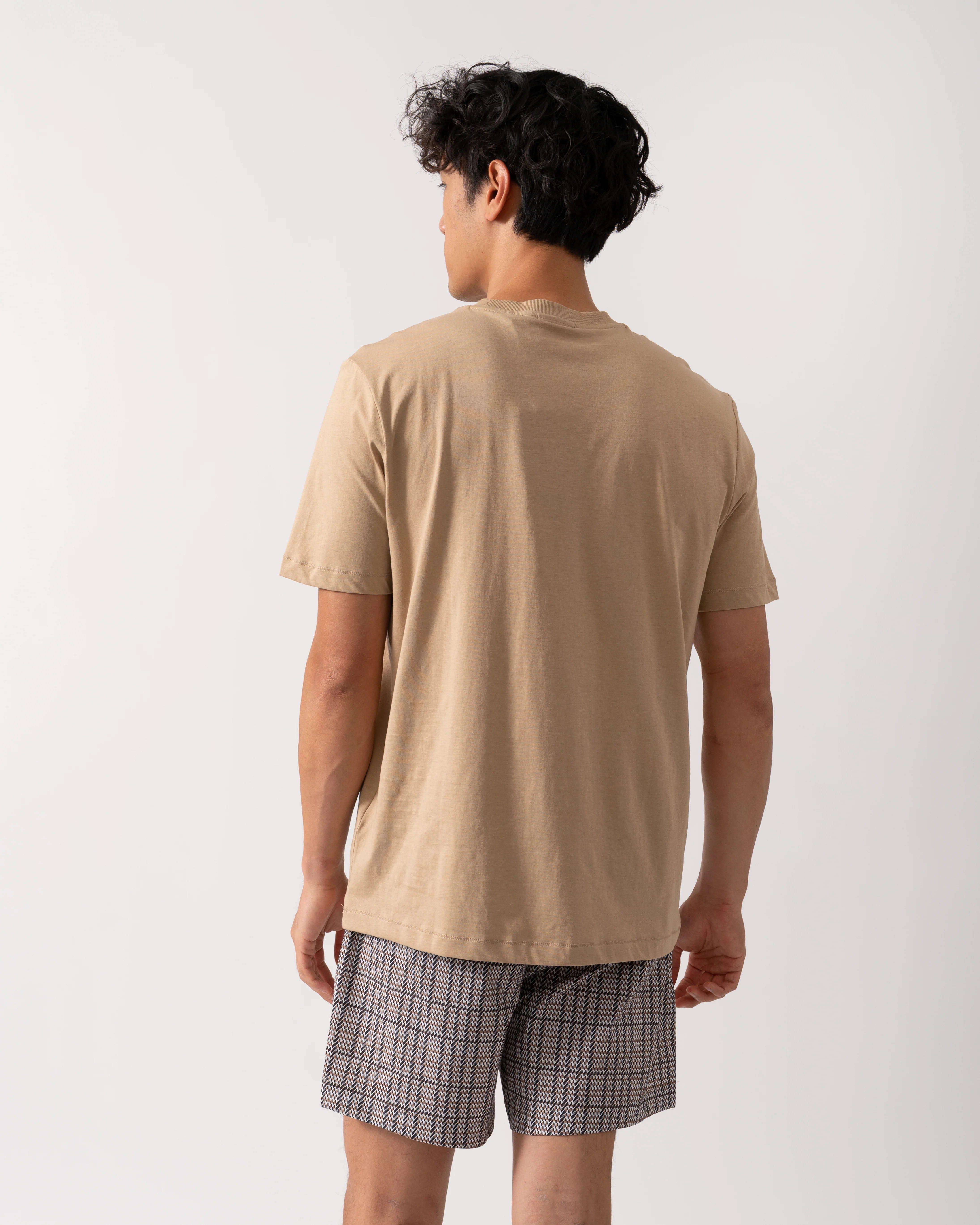 HUGO Dusplit Mens Logo Print T-Shirt - Medium Beige 269 - Image 4