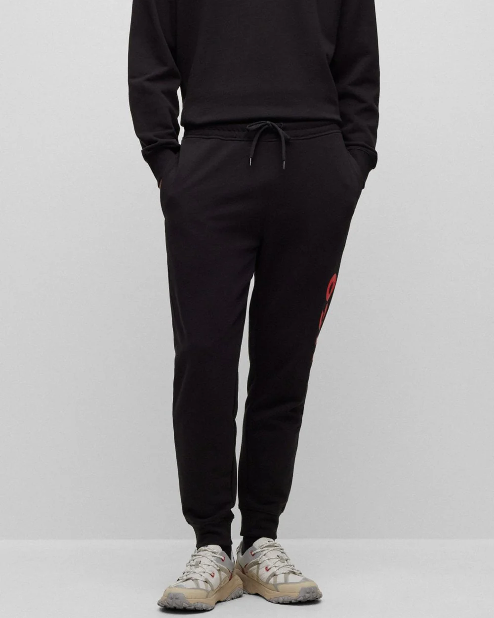 HUGO Dutschi Mens Cuffed Hem Joggers - Black 001 - Image 4