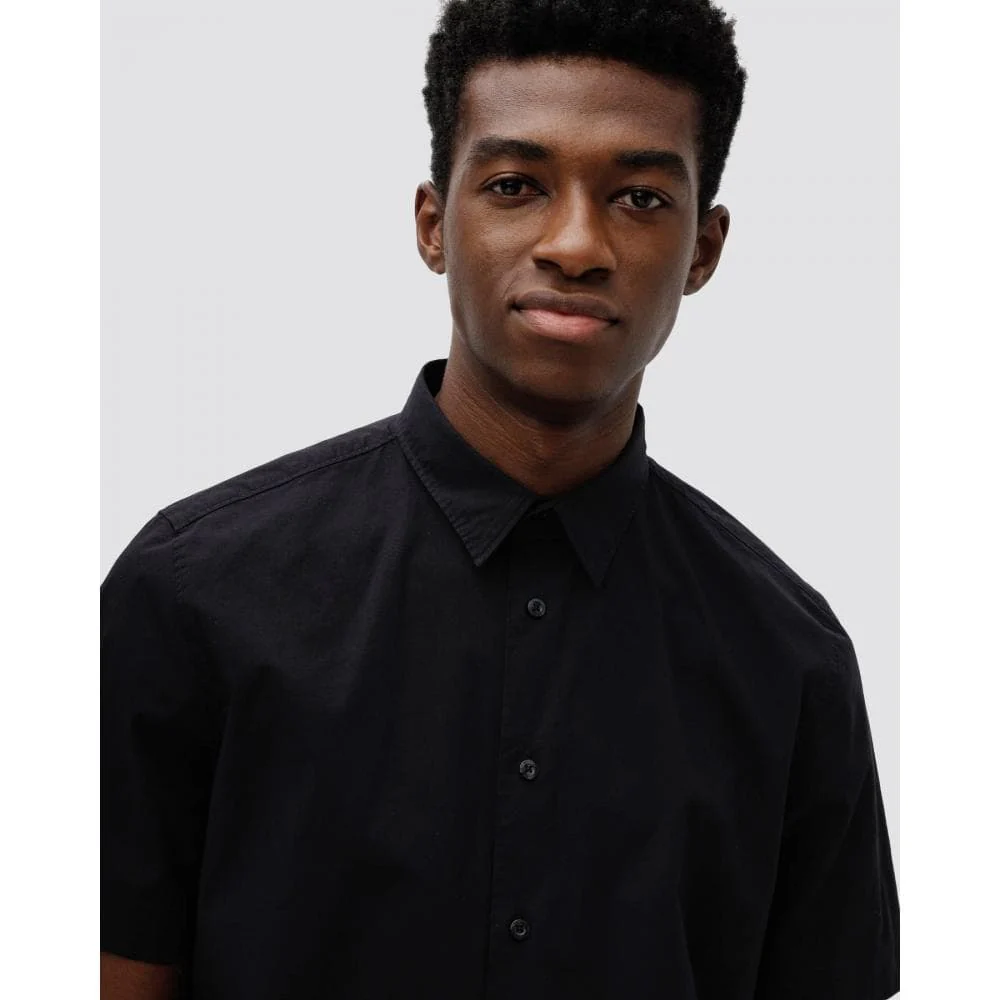 HUGO Ebor Relaxed Fit Mens Stretch Cotton Shirt - Black 001 - Image 4