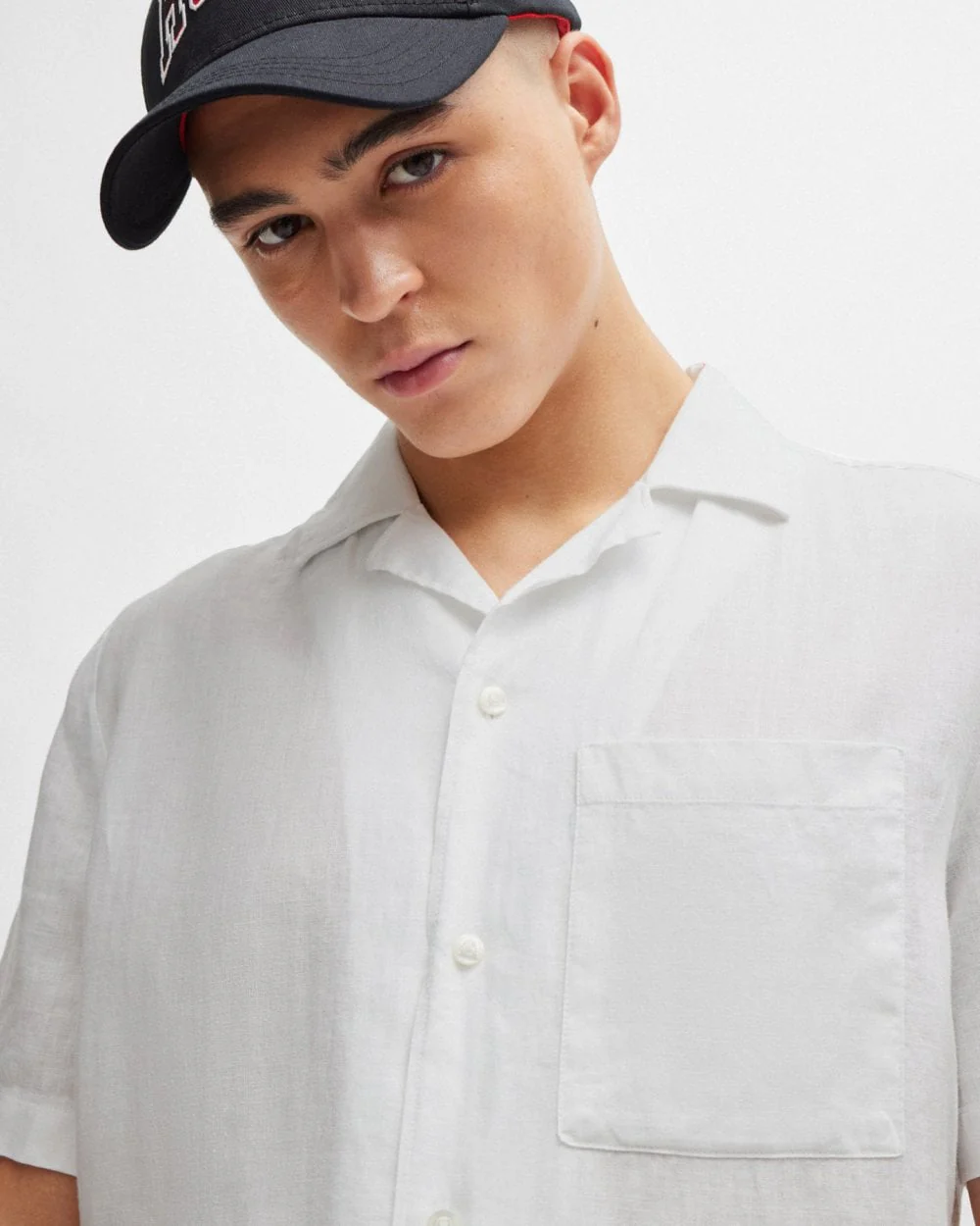 HUGO Ellino Mens Short Sleeve Linen Shirt - Image 5