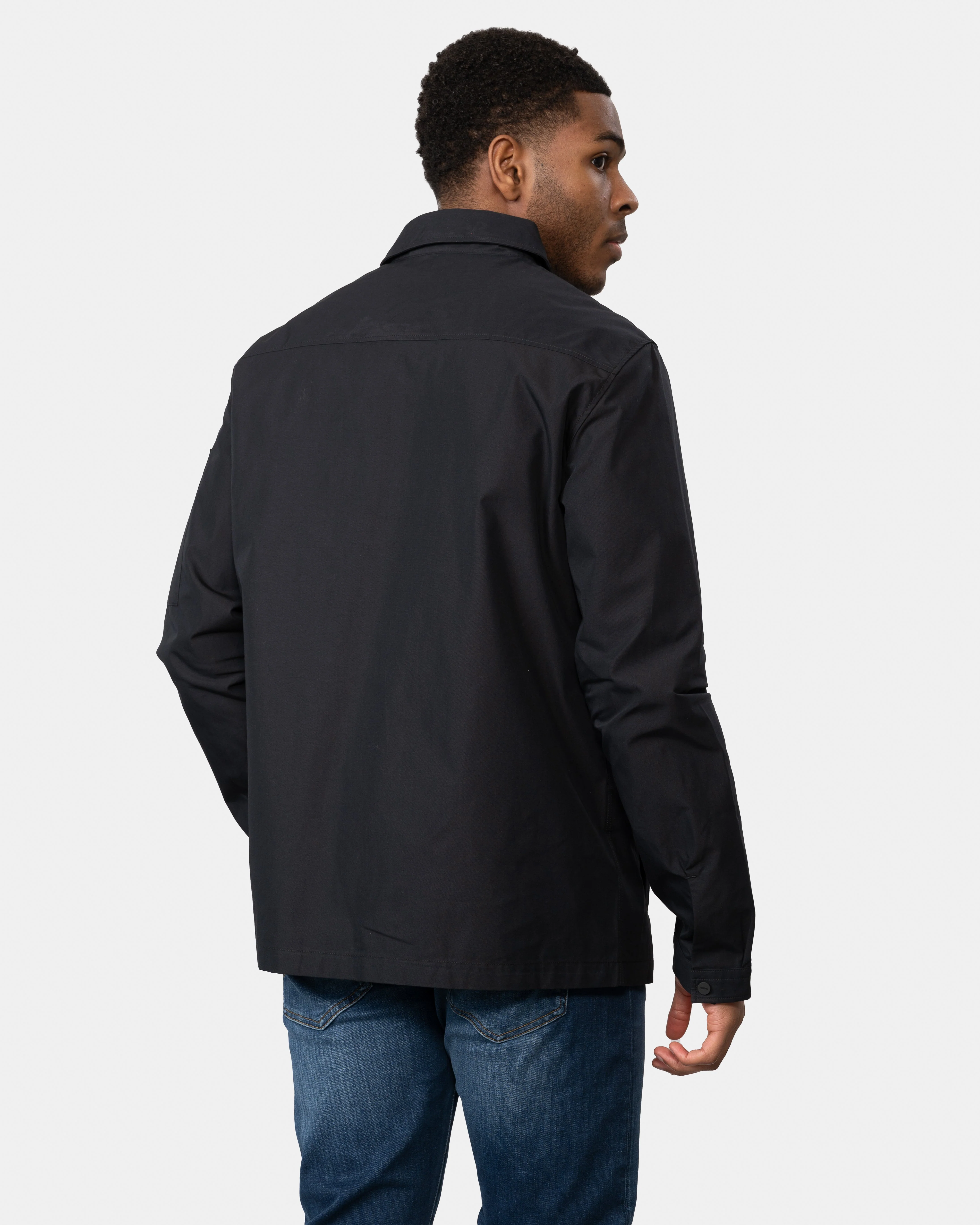 HUGO Emmond Mens Zip Overshirt - Black 001 - Image 5