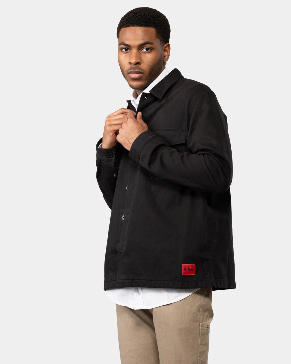 HUGO Enalu Mens Cotton Gabardine Overshirt - Image 2