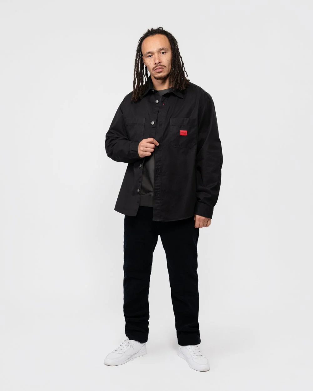 HUGO Erato Mens Long Sleeve Label Logo Shirt - Image 3