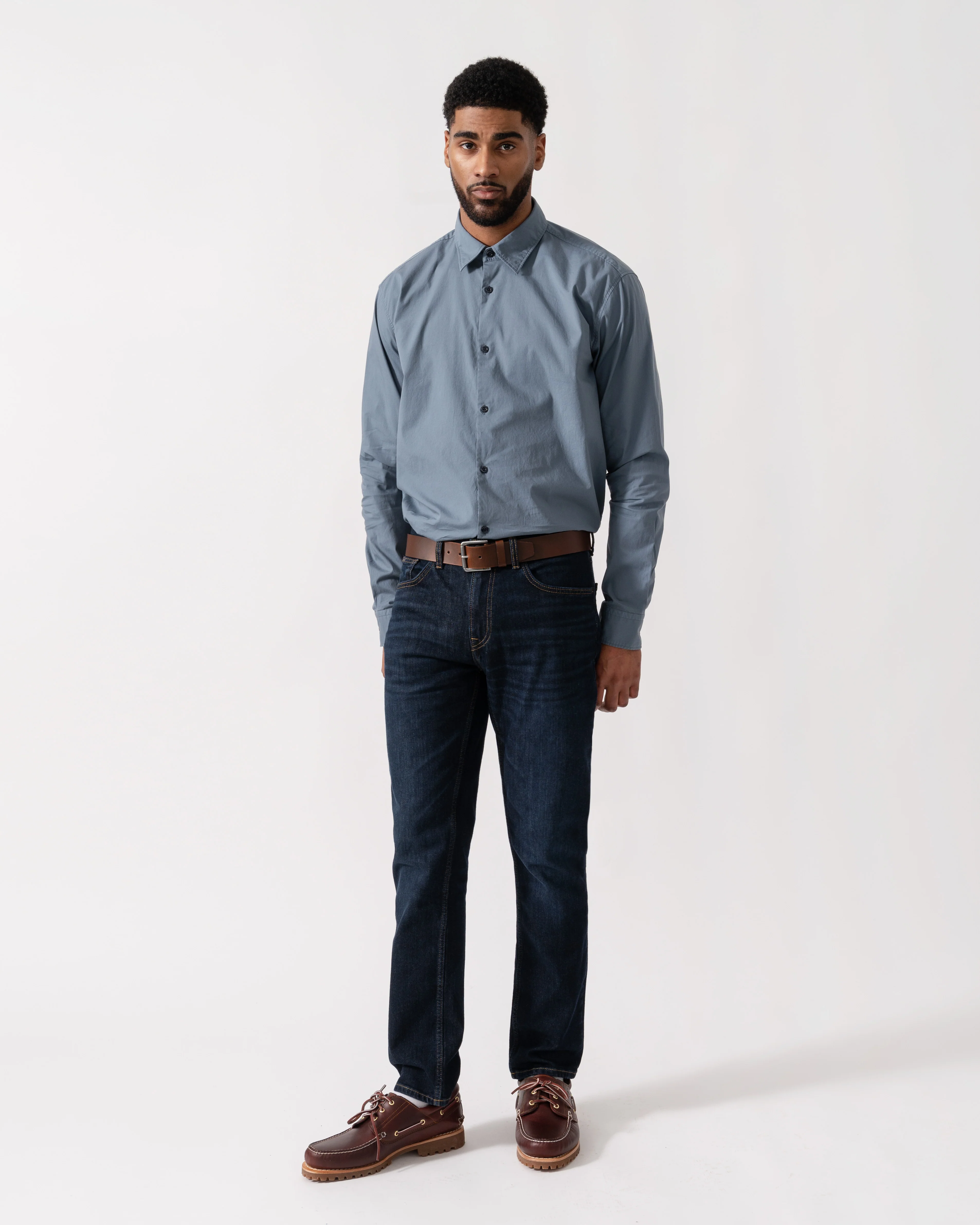 HUGO Ermo Slim-Fit Shirt in Stretch-Cotton Canvas - Open Blue 496 - Image 2