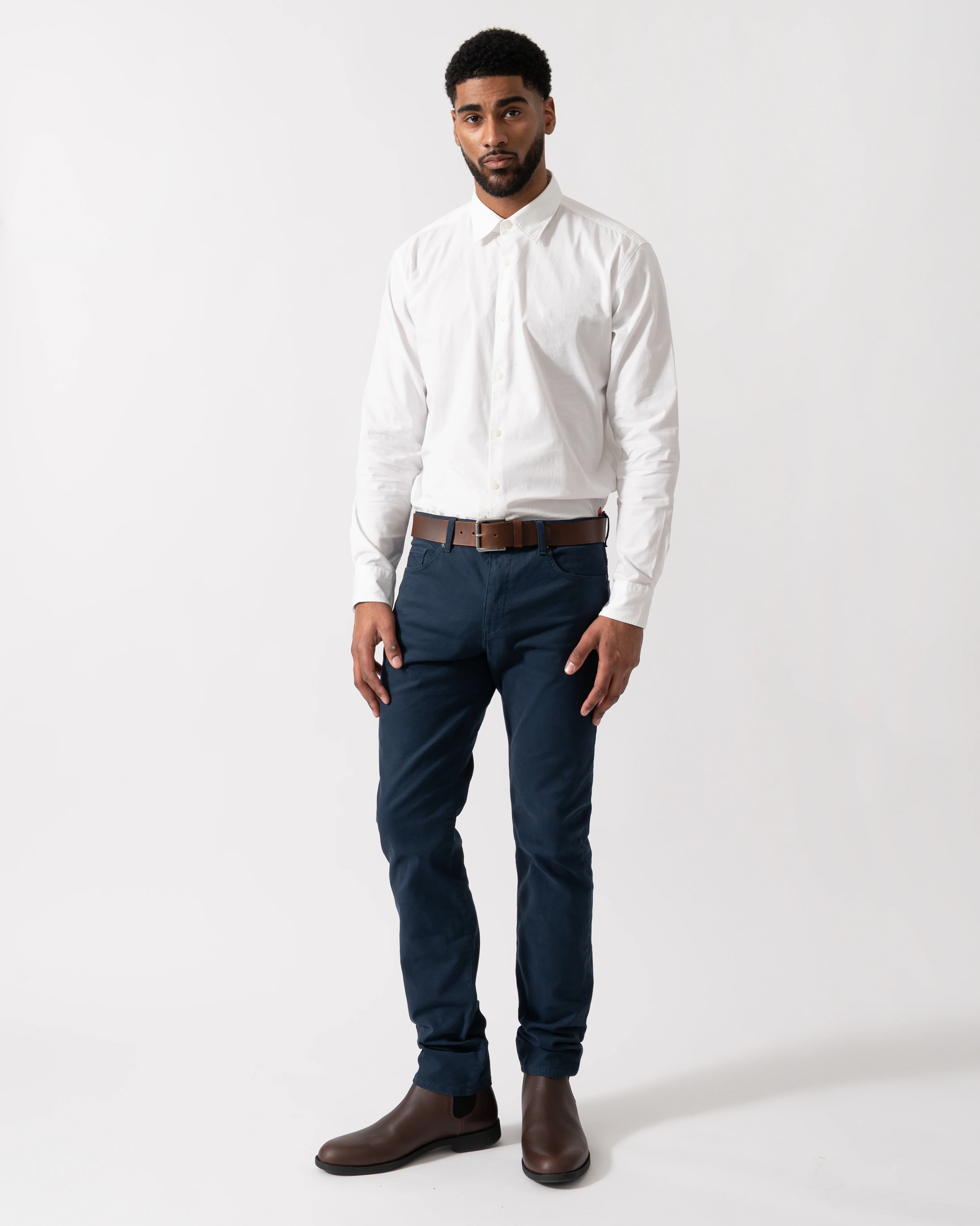 HUGO Mens Ermo Slim-Fit Shirt in Stretch-Cotton Canvas - Open White 199 - Image 2