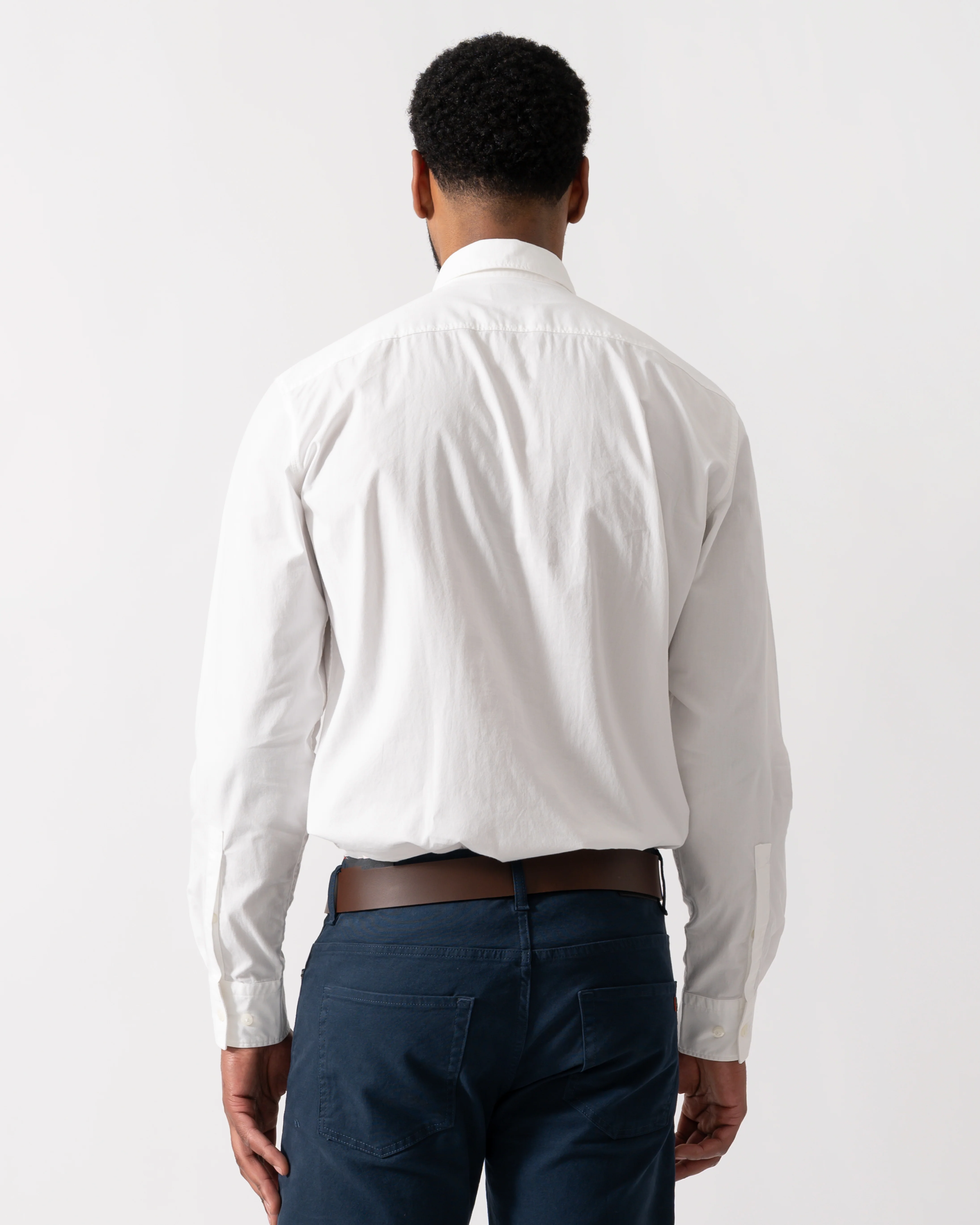 HUGO Mens Ermo Slim-Fit Shirt in Stretch-Cotton Canvas - Open White 199 - Image 4