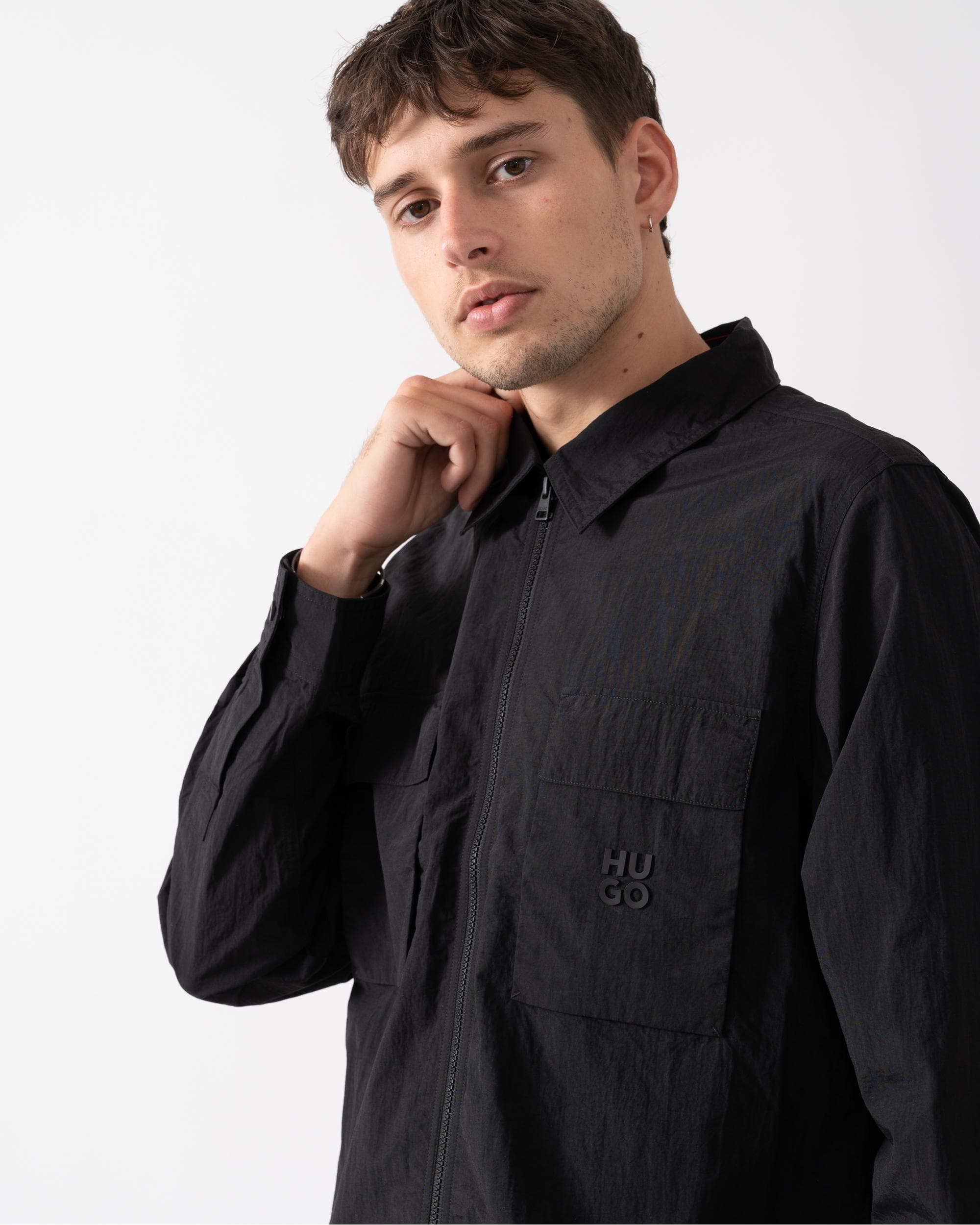 HUGO Eselio Mens Zip Up Overshirt - Image 2