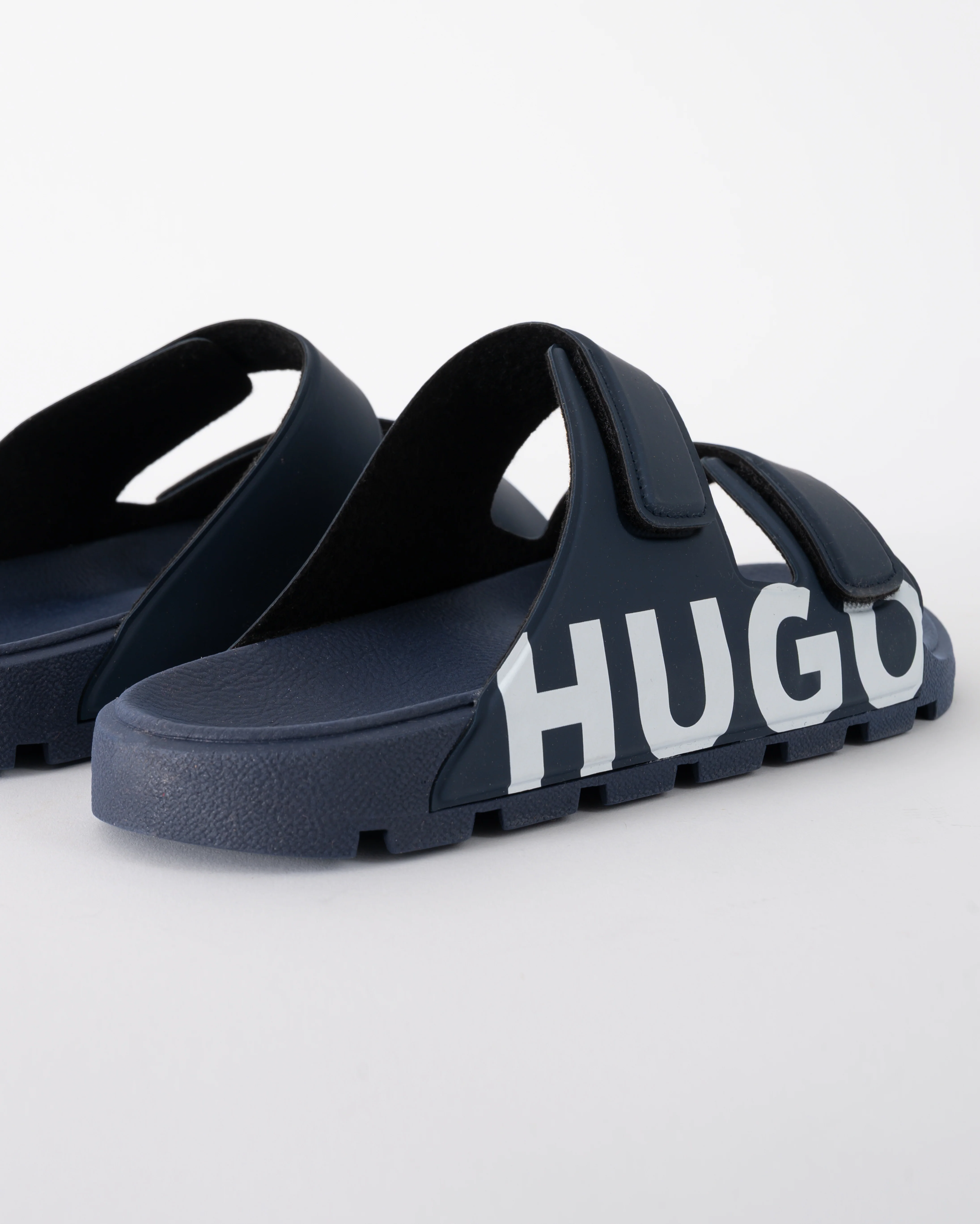 HUGO Evander Mens Logo Sandals with Double Touch-Closure Straps - Dark Blue 402 - Image 2