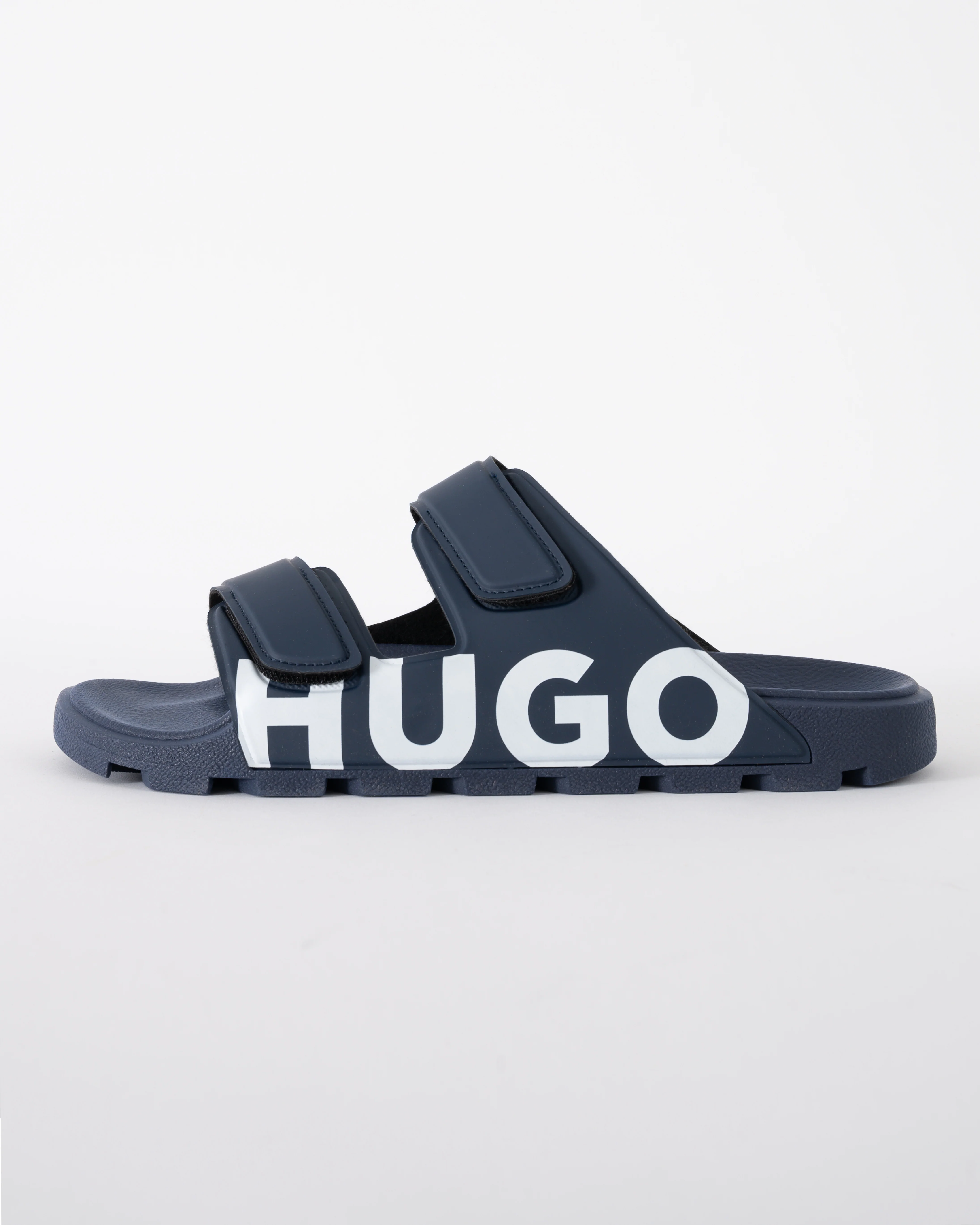 HUGO Evander Mens Logo Sandals with Double Touch-Closure Straps - Dark Blue 402 - Image 3