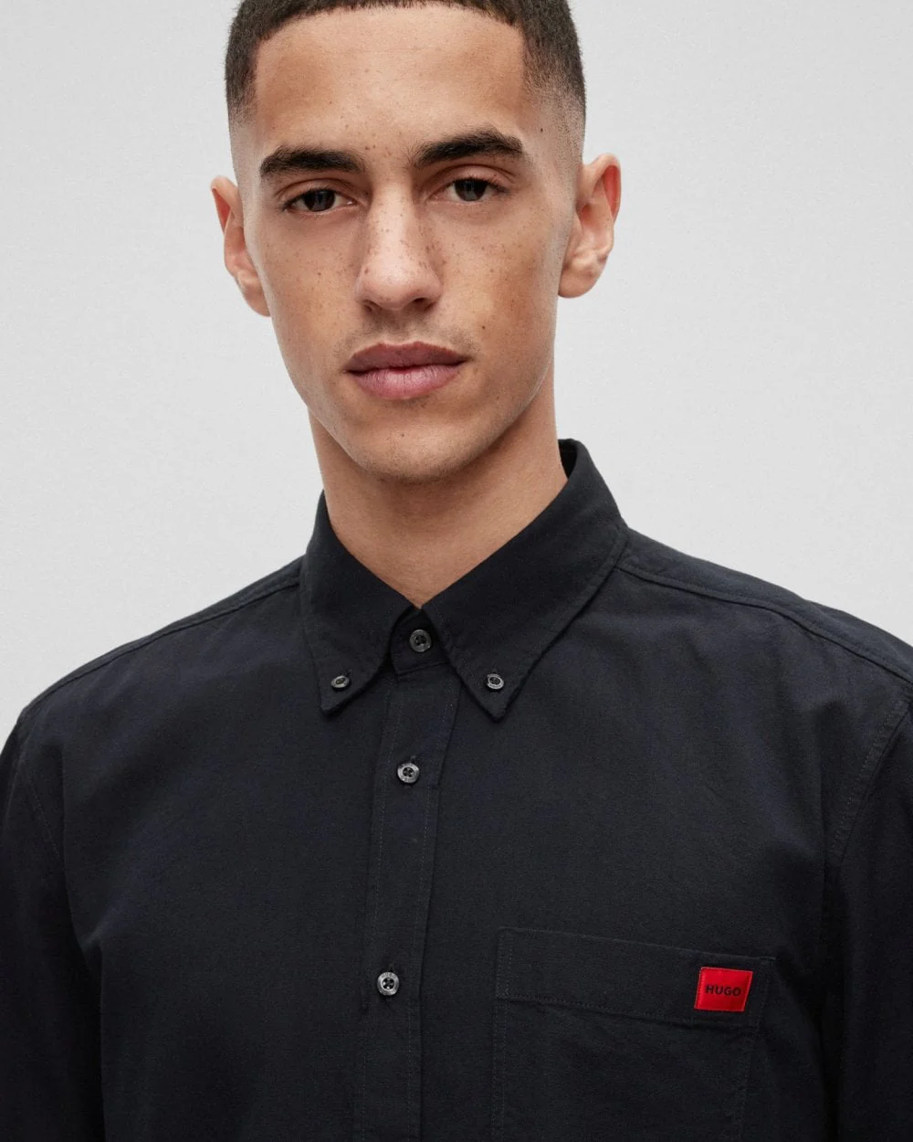 HUGO Evito Slim Fit Mens Long Sleeved Shirt - Black 004 - Image 2