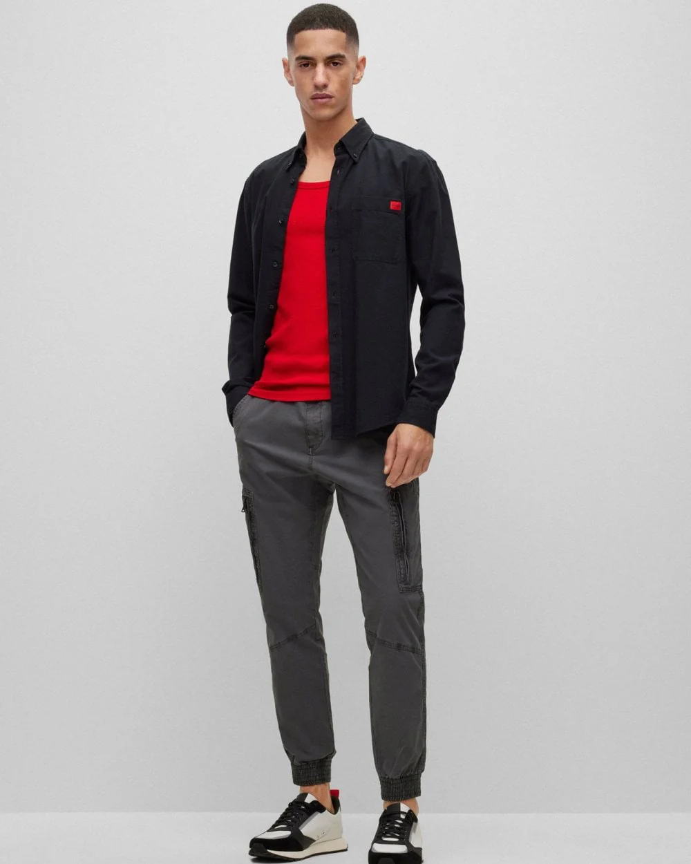 HUGO Evito Slim Fit Mens Long Sleeved Shirt - Black 004 - Image 3