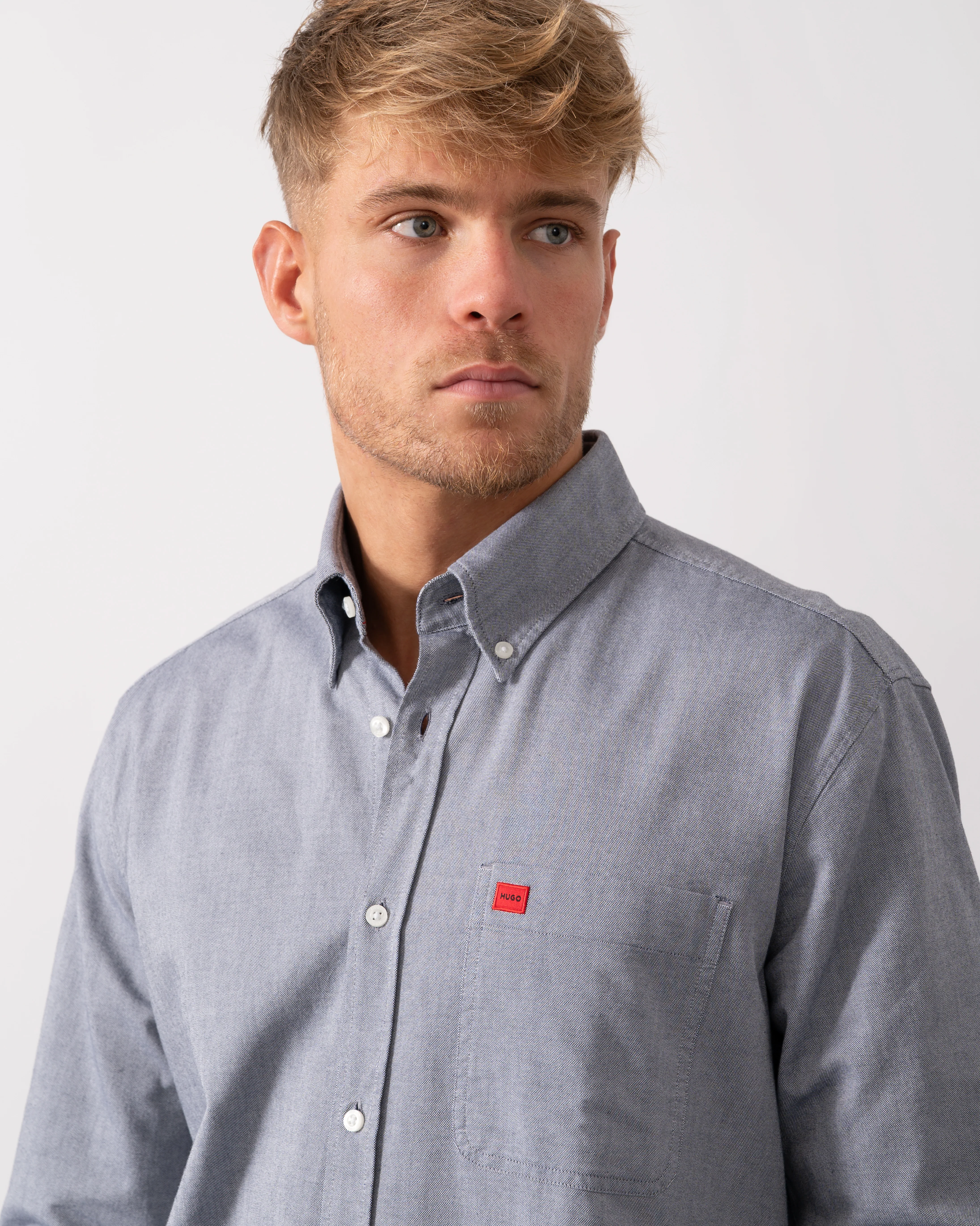 HUGO Evito Slim Fit Mens Long Sleeved Shirt - Navy 418 - Image 2