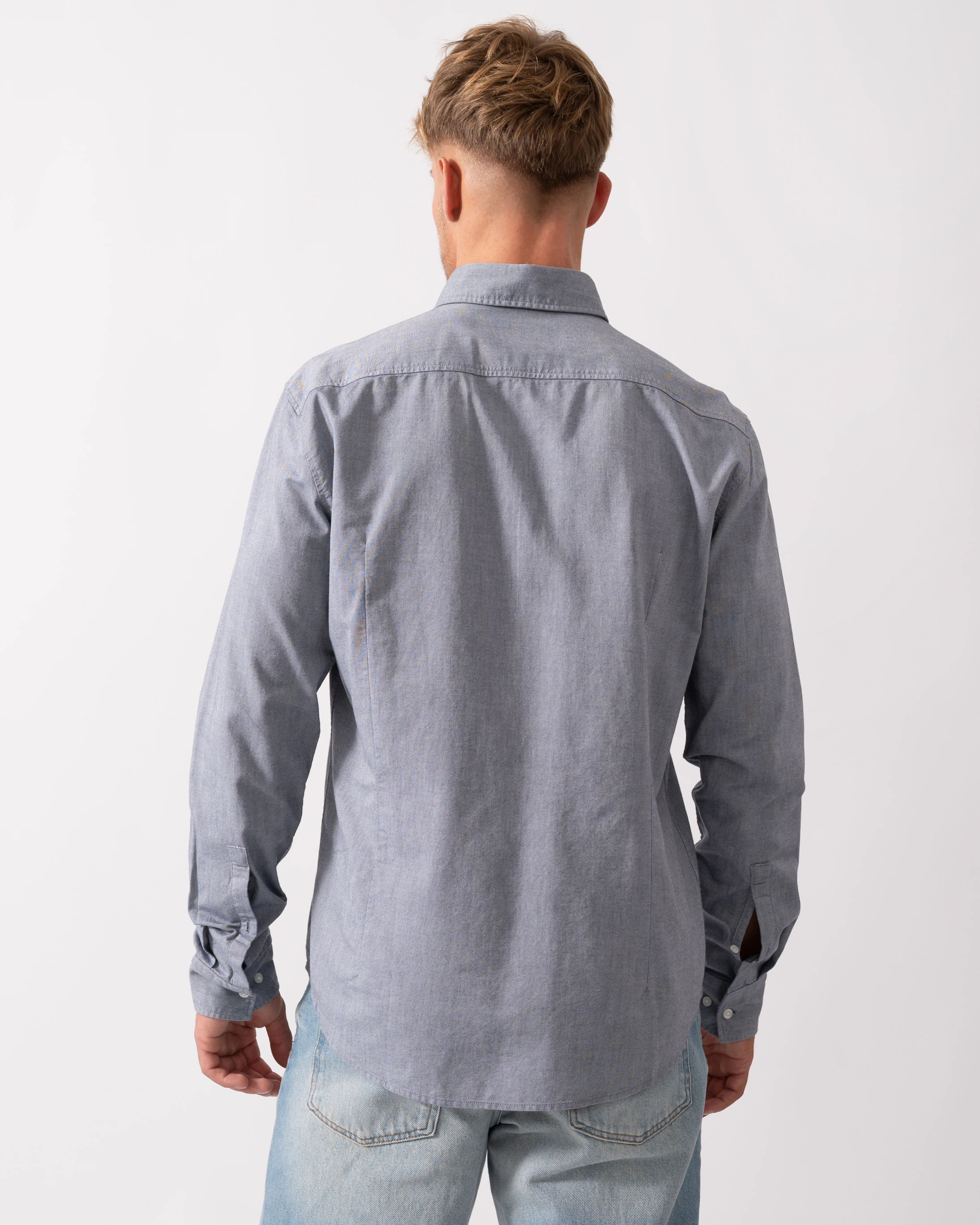 HUGO Evito Slim Fit Mens Long Sleeved Shirt - Navy 418 - Image 4