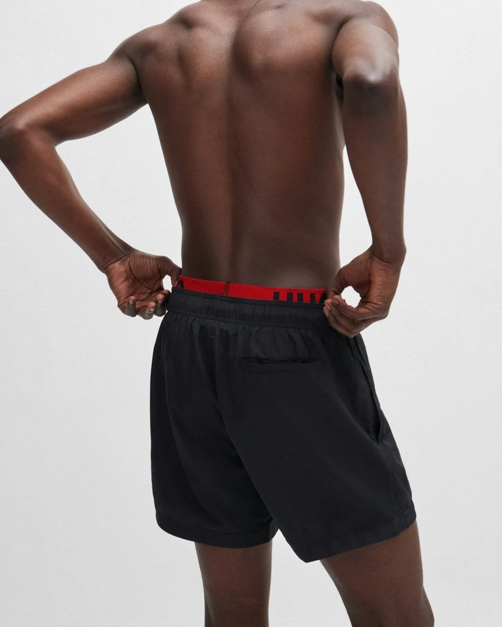 HUGO FLEX Mens Logo-Print Swim Shorts with Double Waistband - Image 3