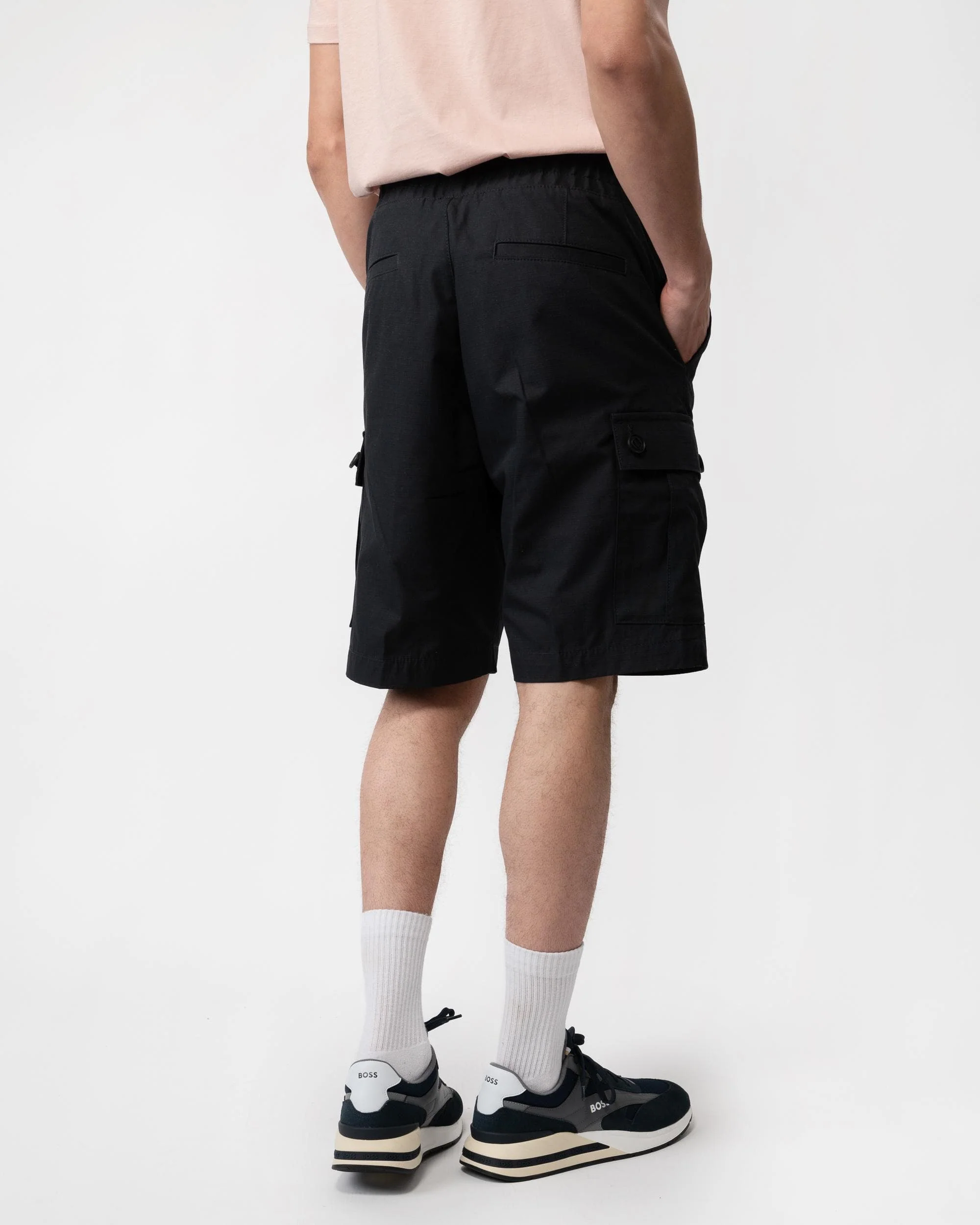 HUGO Garlio242 Mens Cargo Shorts - Black 001 - Image 2