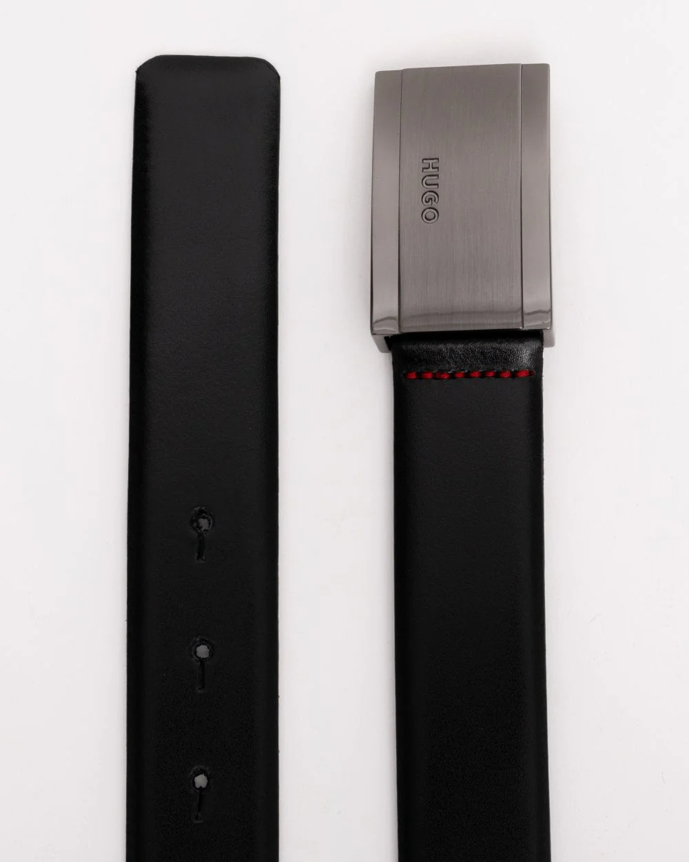 HUGO Gexter Mens Leather Belt with Branded Gunmetal Plaque Buckle - Image 4