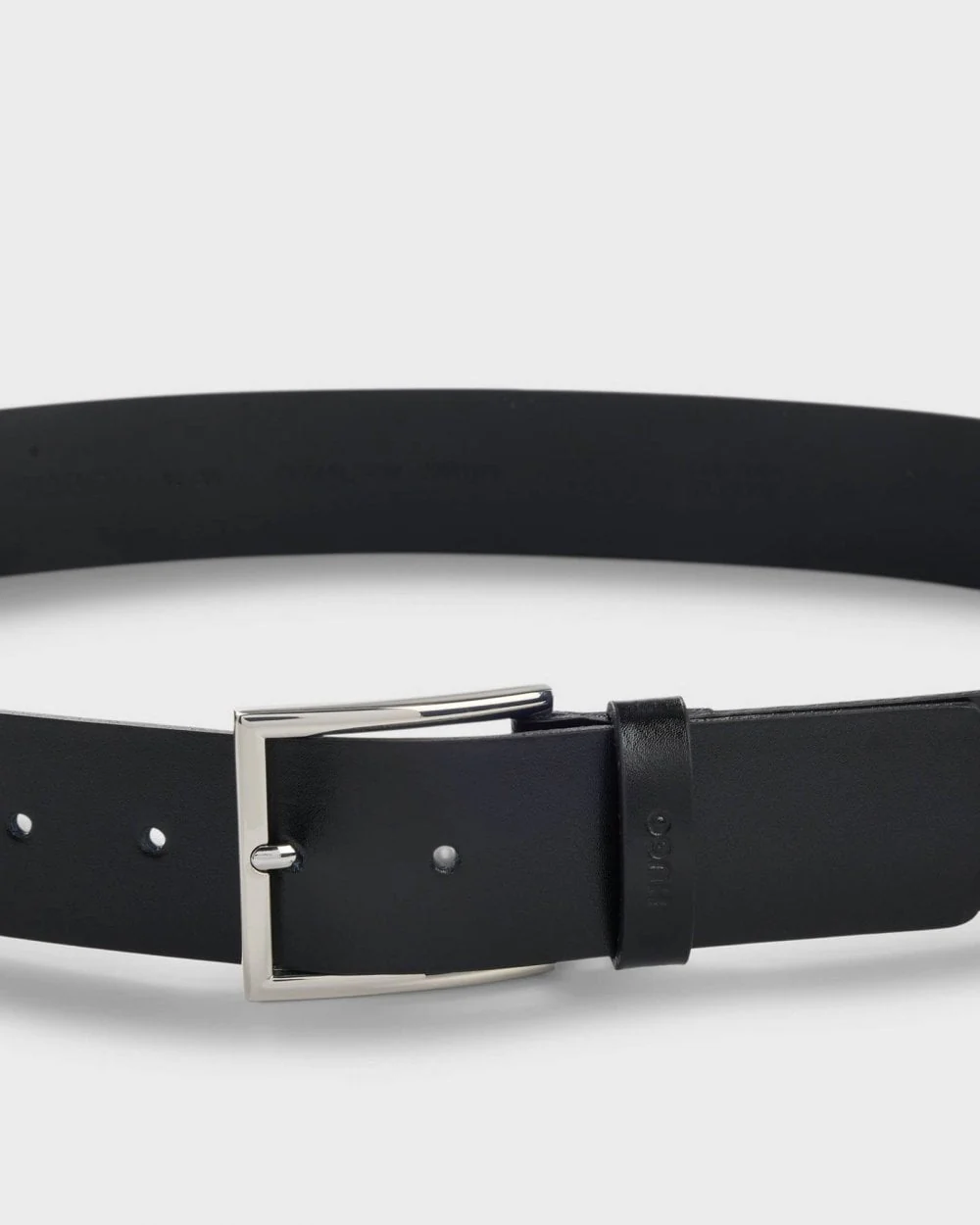 HUGO Giaspo Mens Leather Belt with Logo Keeper - Black 001 - Image 2