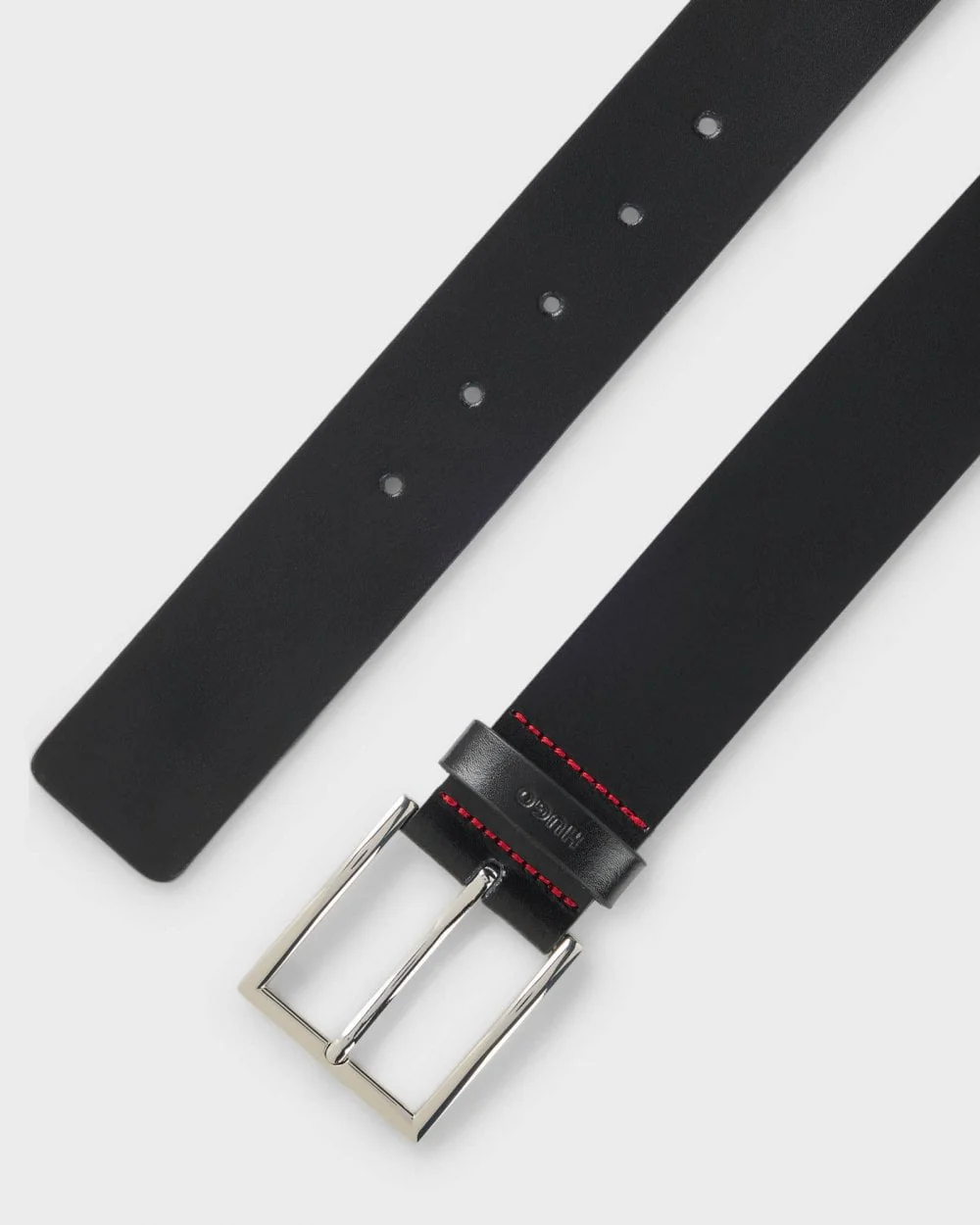 HUGO Giaspo Mens Leather Belt with Logo Keeper - Black 001 - Image 3
