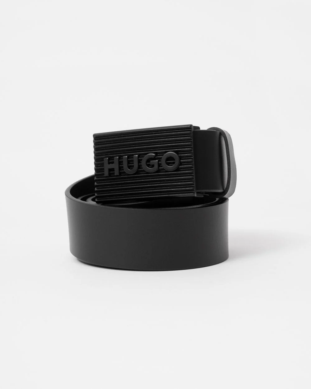 HUGO Gilad Mens Italian Leather Belt With Matte-Black Logo Plaque Buckle - Image 3