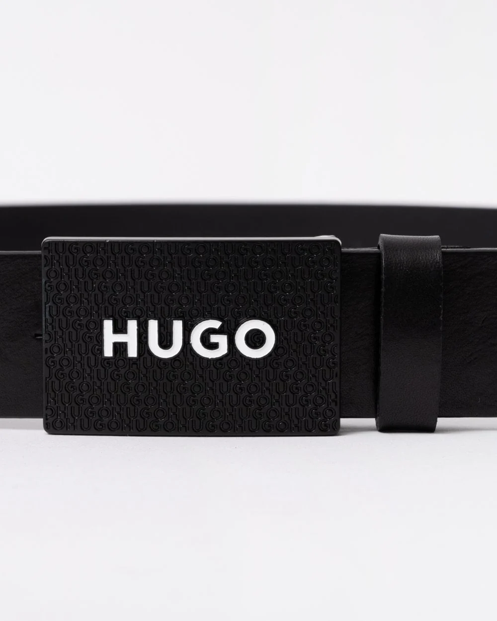 HUGO Gilao Mens Matte Leather Belt with Branded Plaque Buckle - Black 001 - Image 3