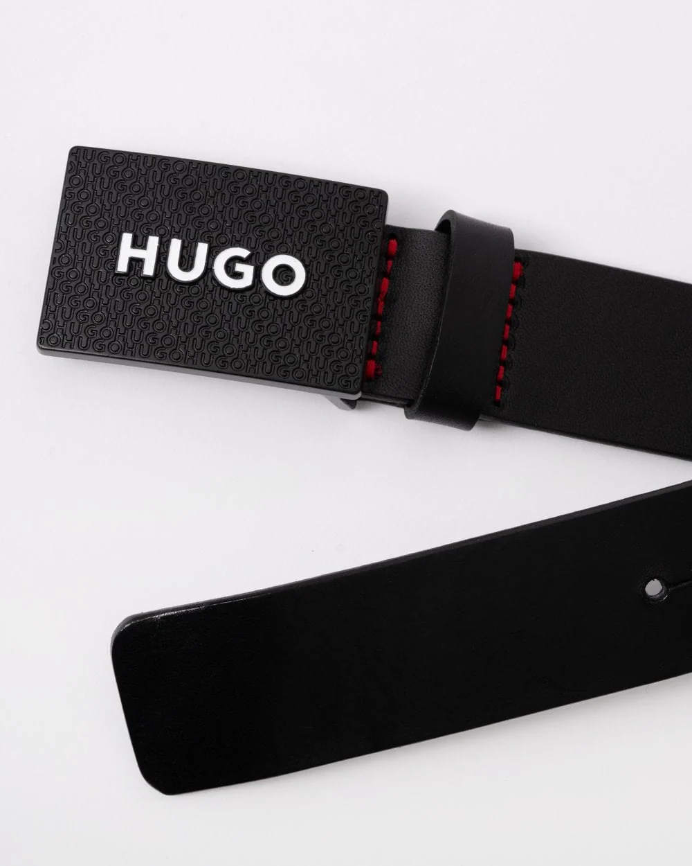 HUGO Gilao Mens Matte Leather Belt with Branded Plaque Buckle - Black 001 - Image 4