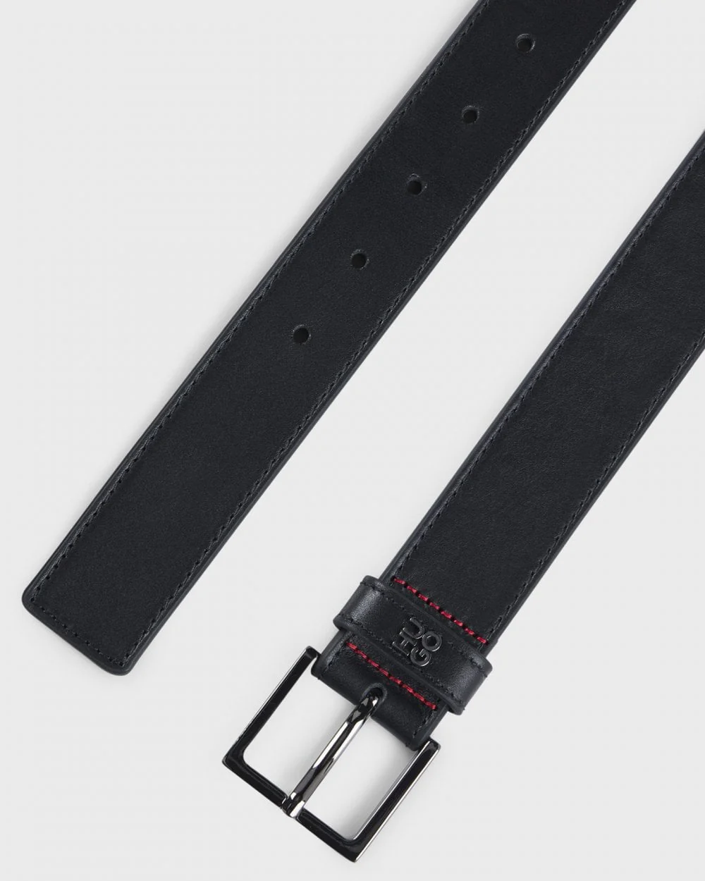 HUGO Giove Mens Leather Belt with Stacked-Logo Keeper and Gunmetal Hardware - Image 3