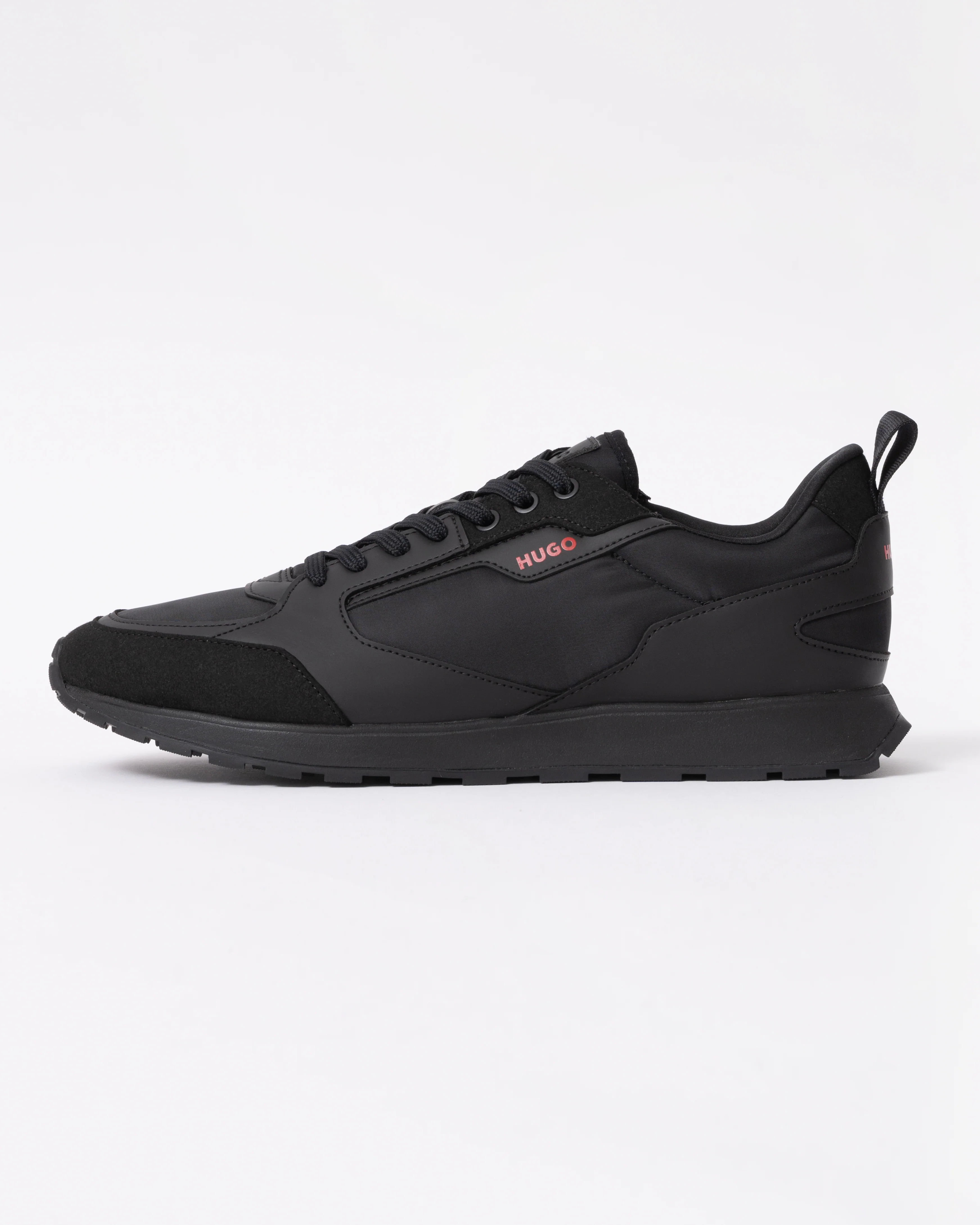 HUGO Icelin Runn Mens Mixed-Material Trainers with Branded Accents - Black 003 - Image 2