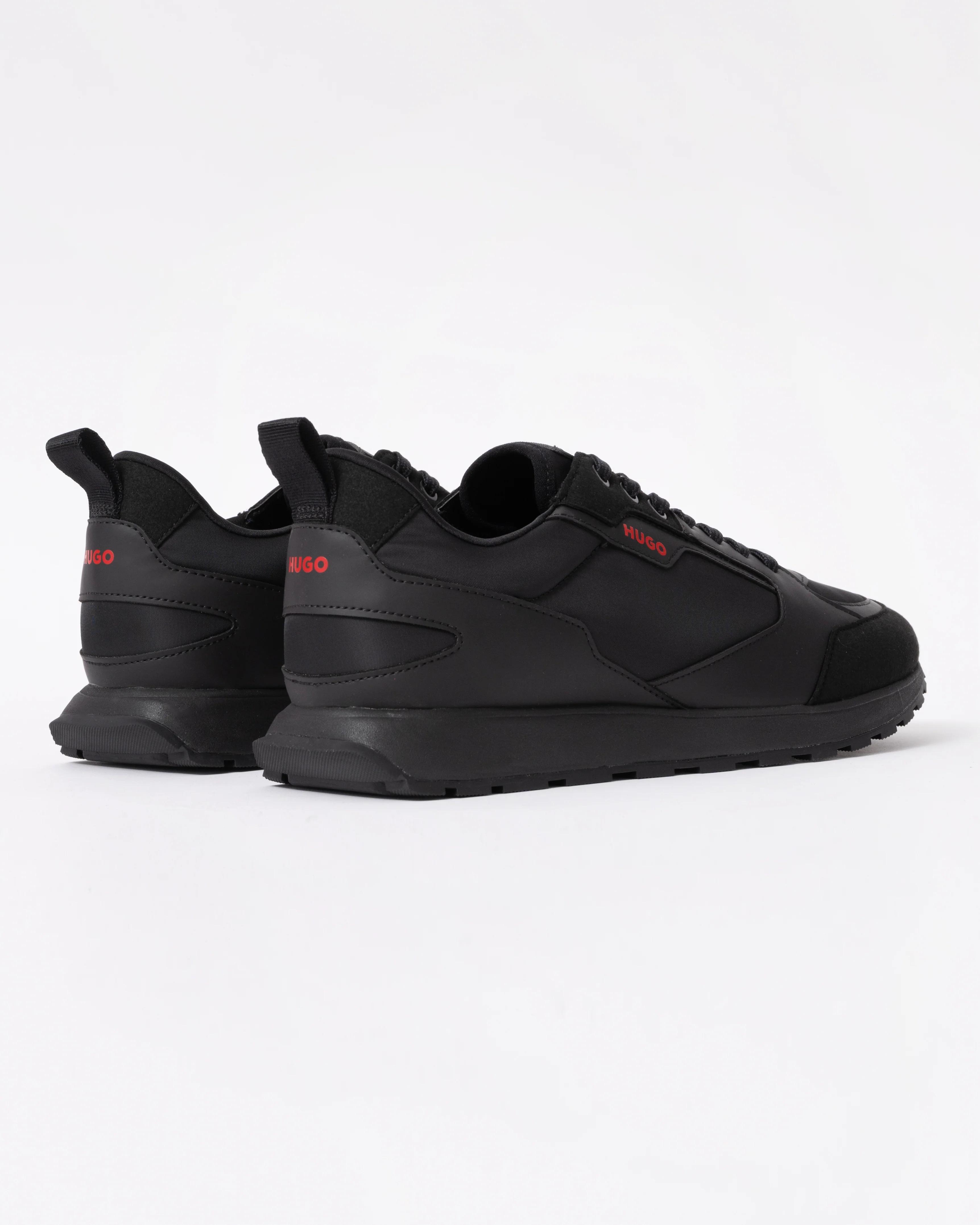 HUGO Icelin Runn Mens Mixed-Material Trainers with Branded Accents - Black 003 - Image 3