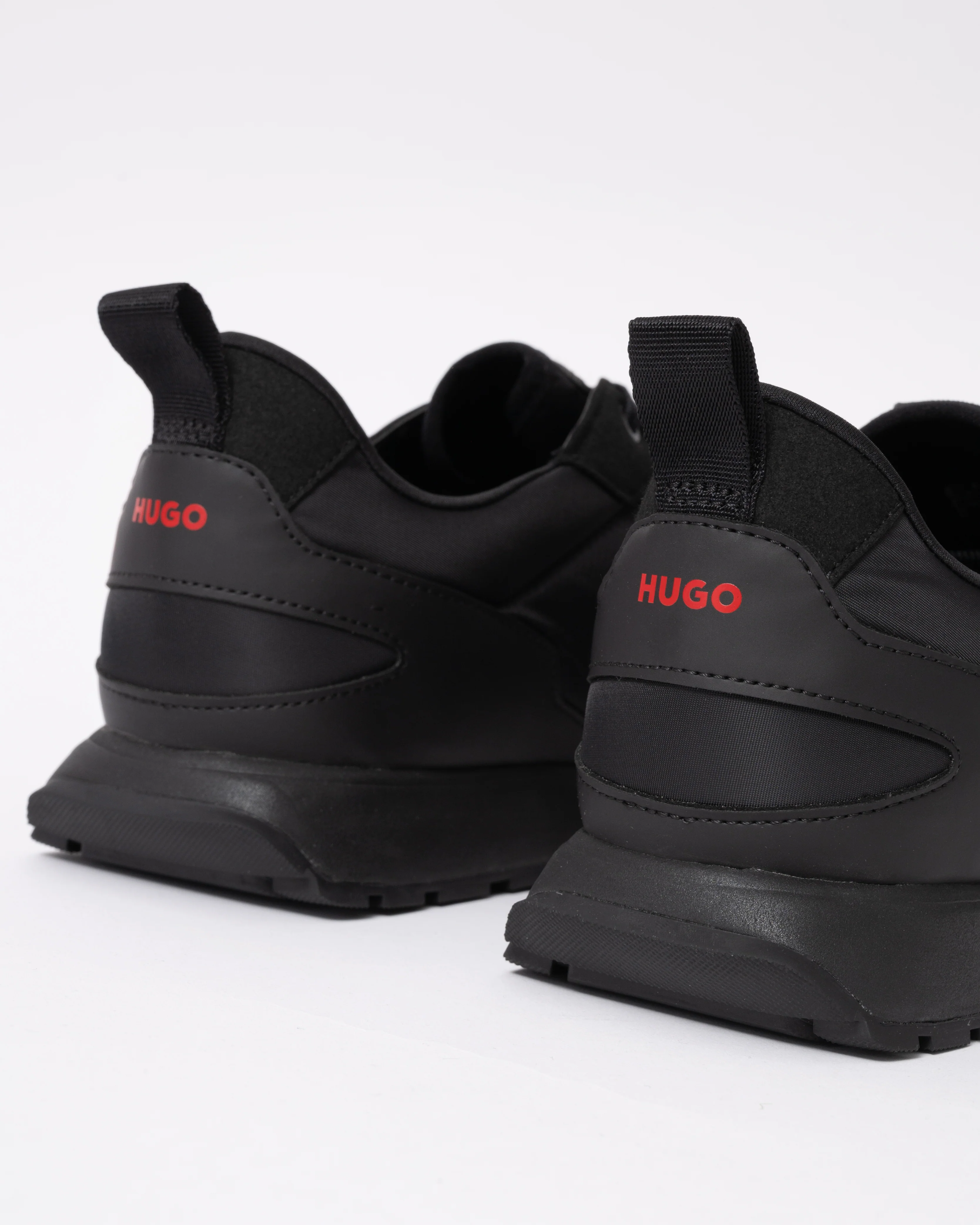 HUGO Icelin Runn Mens Mixed-Material Trainers with Branded Accents - Black 003 - Image 5