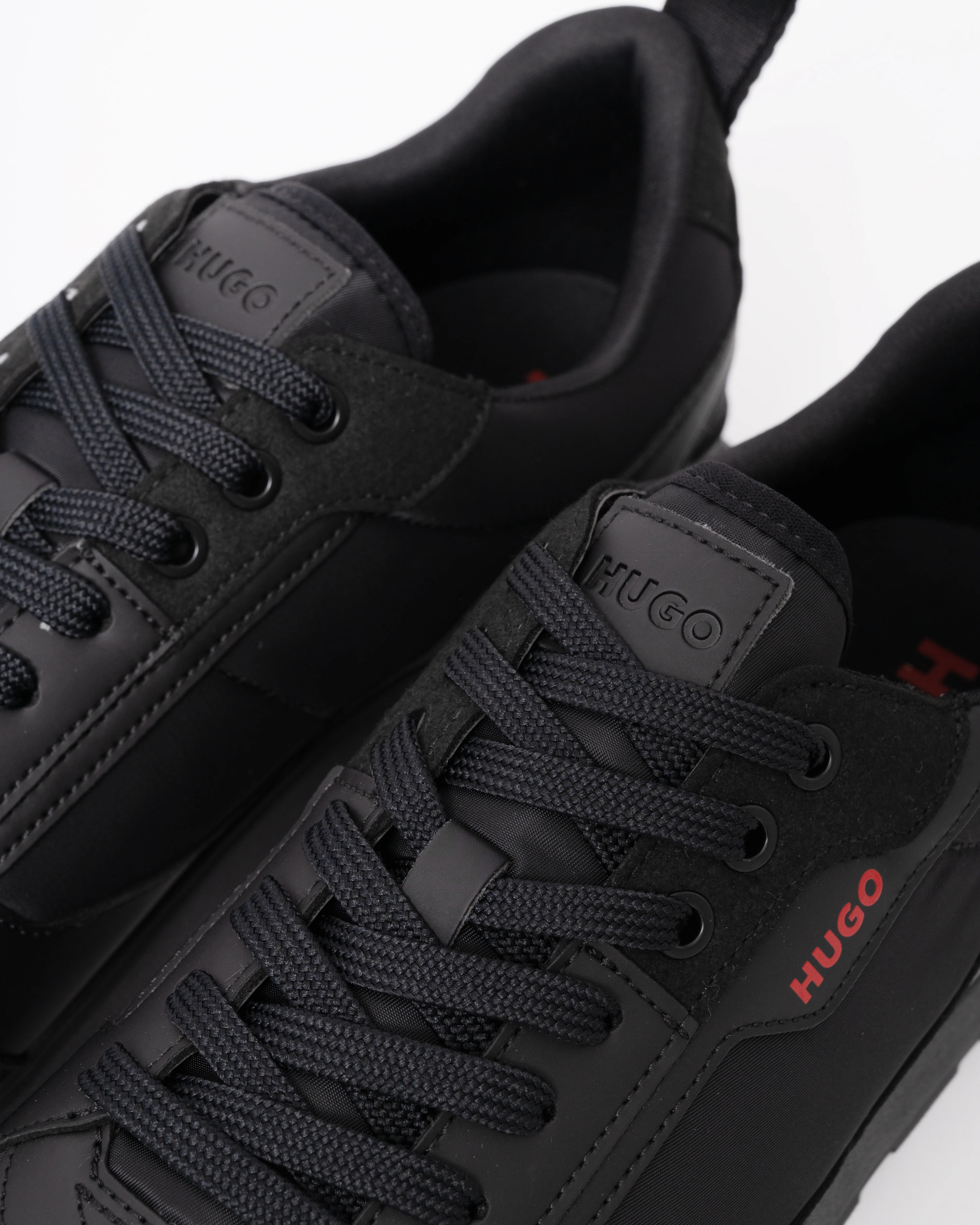 HUGO Icelin Runn Mens Mixed-Material Trainers with Branded Accents - Black 003 - Image 6