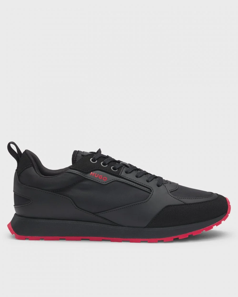 HUGO Icelin Runn Mens Mixed-Material Trainers with Branded Accents - Black 001 - Image 2
