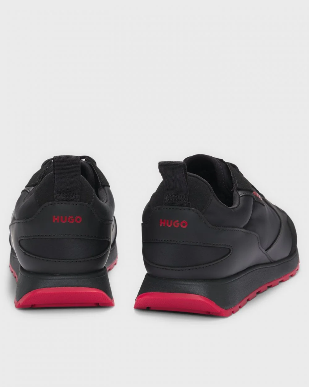 HUGO Icelin Runn Mens Mixed-Material Trainers with Branded Accents - Black 001 - Image 3