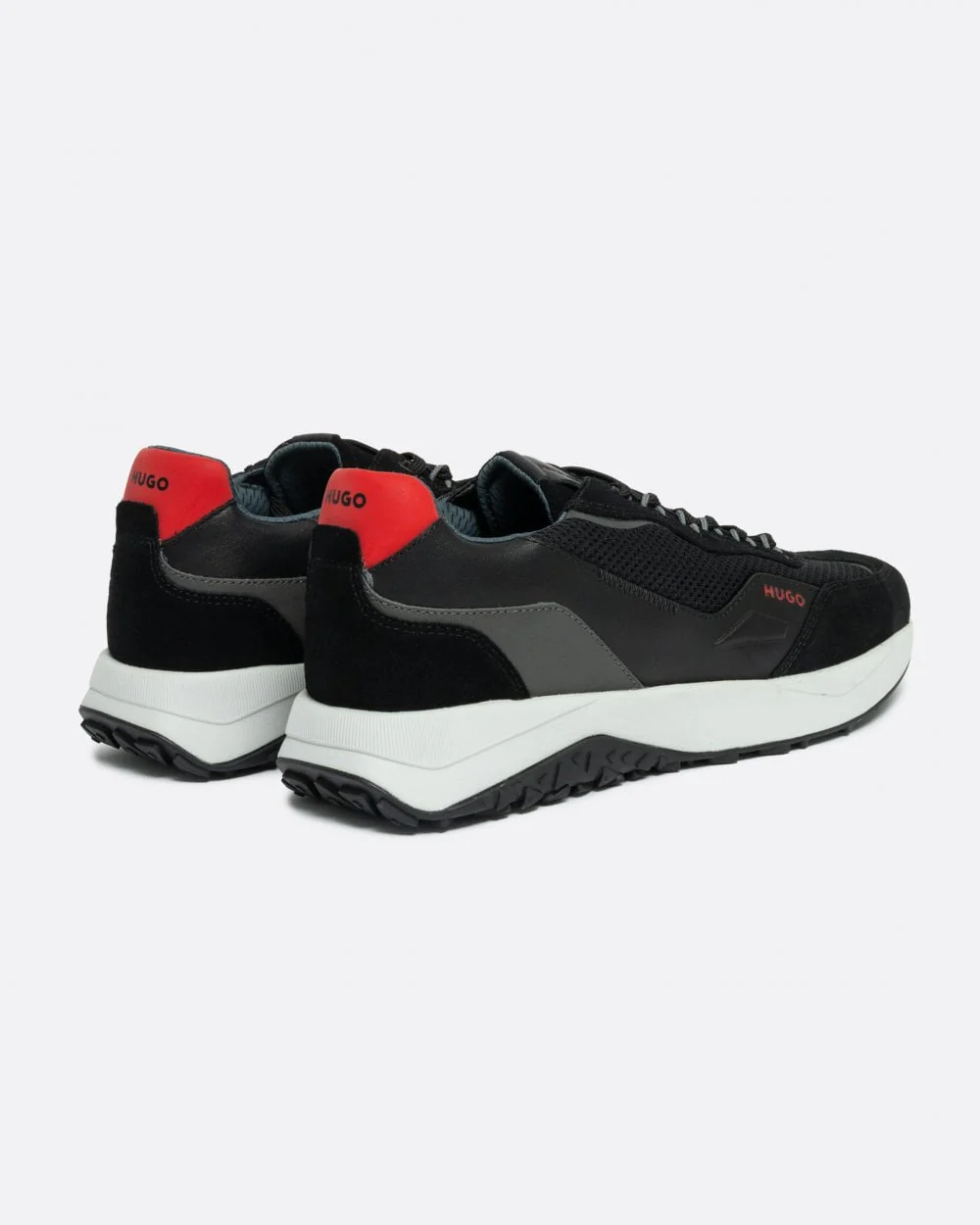 HUGO Kane Runn Mens Leather lace-Up Trainers with Mesh Trims - Image 3