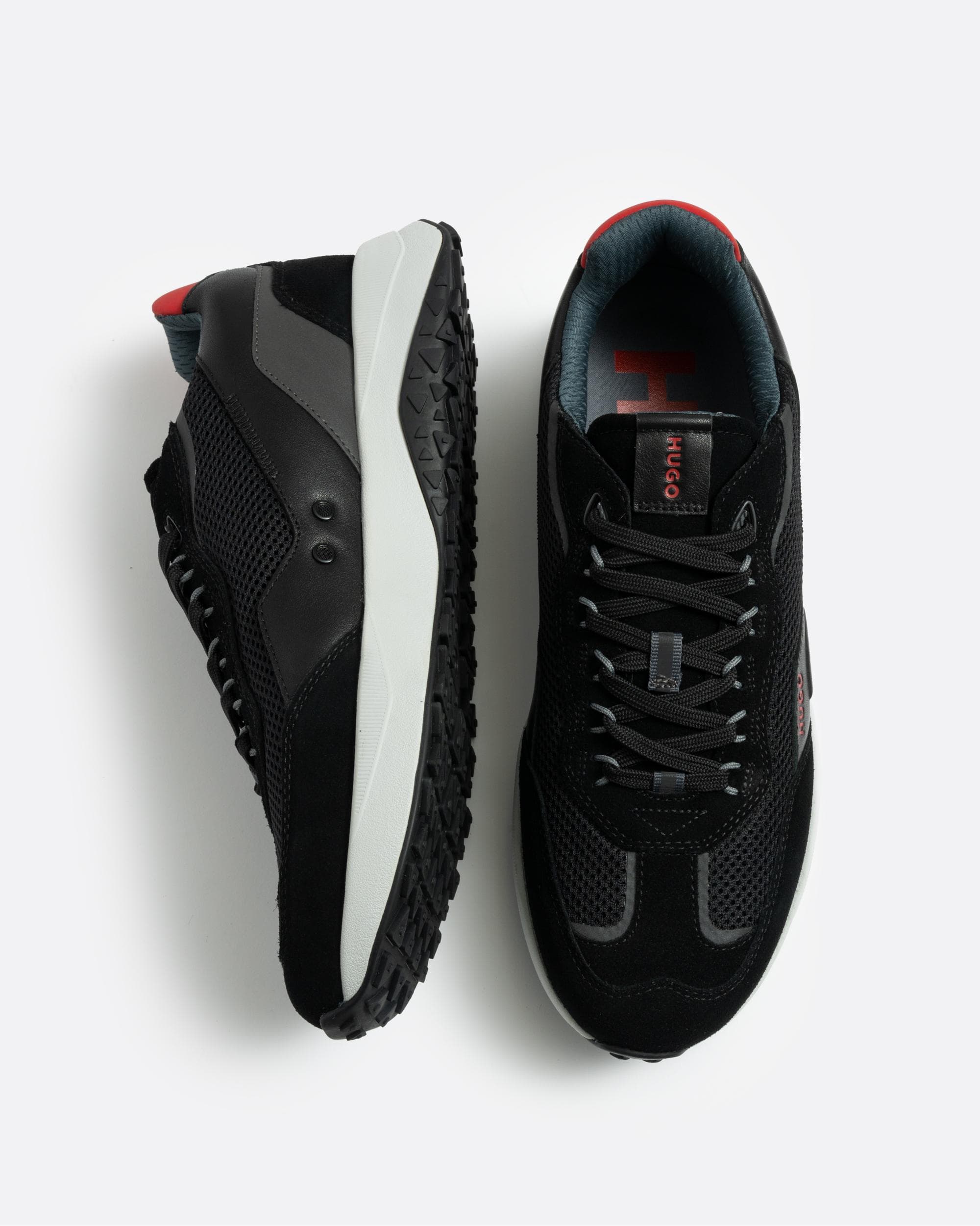 HUGO Kane Runn Mens Leather lace-Up Trainers with Mesh Trims - Image 5