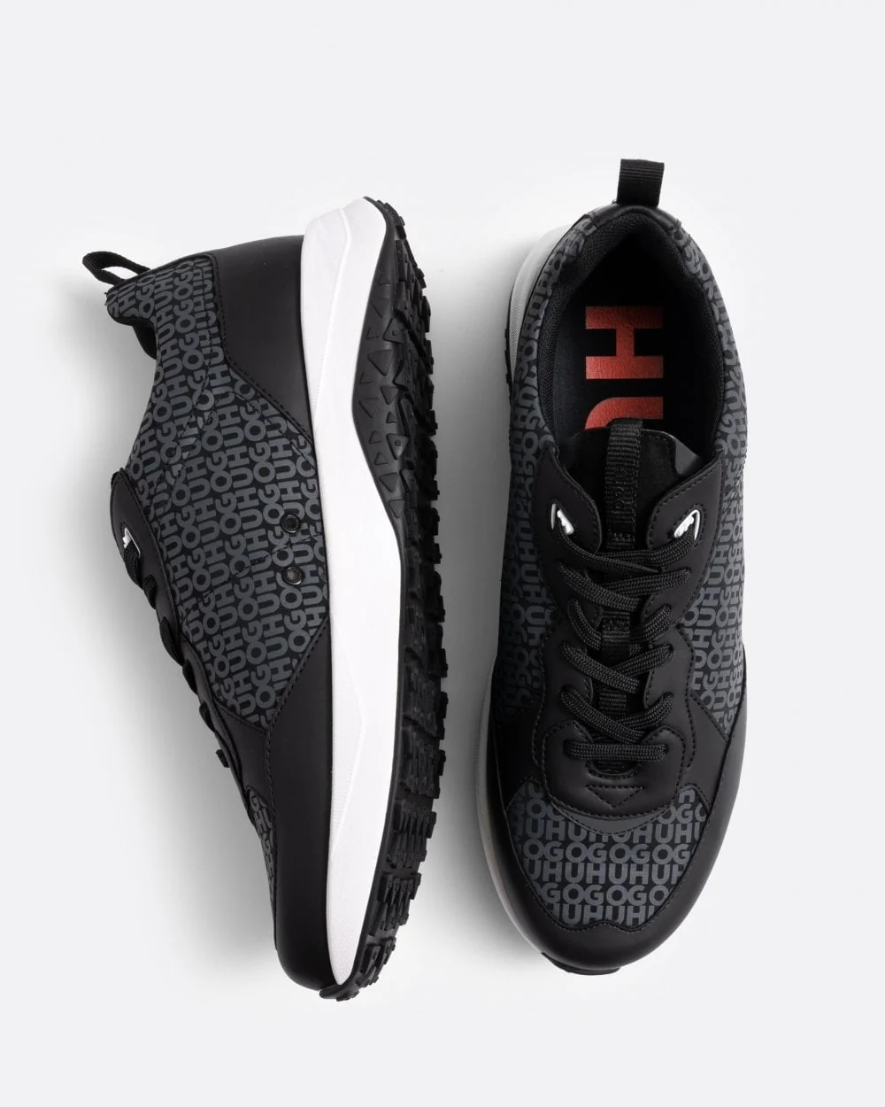 HUGO Kane Runn Mens Mixed-Material Trainers with Repeat Logo Details - Image 4
