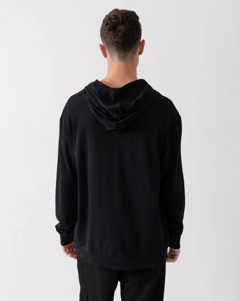 HUGO Laze Mens Stretch-Cotton Relaxed Fit Hoodie with Logo Print - Image 4