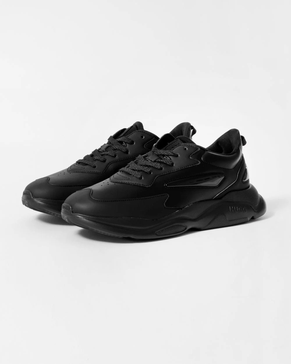 HUGO Leon Runn Mens Mixed-Material Trainers with Canvas-Effect Fabric