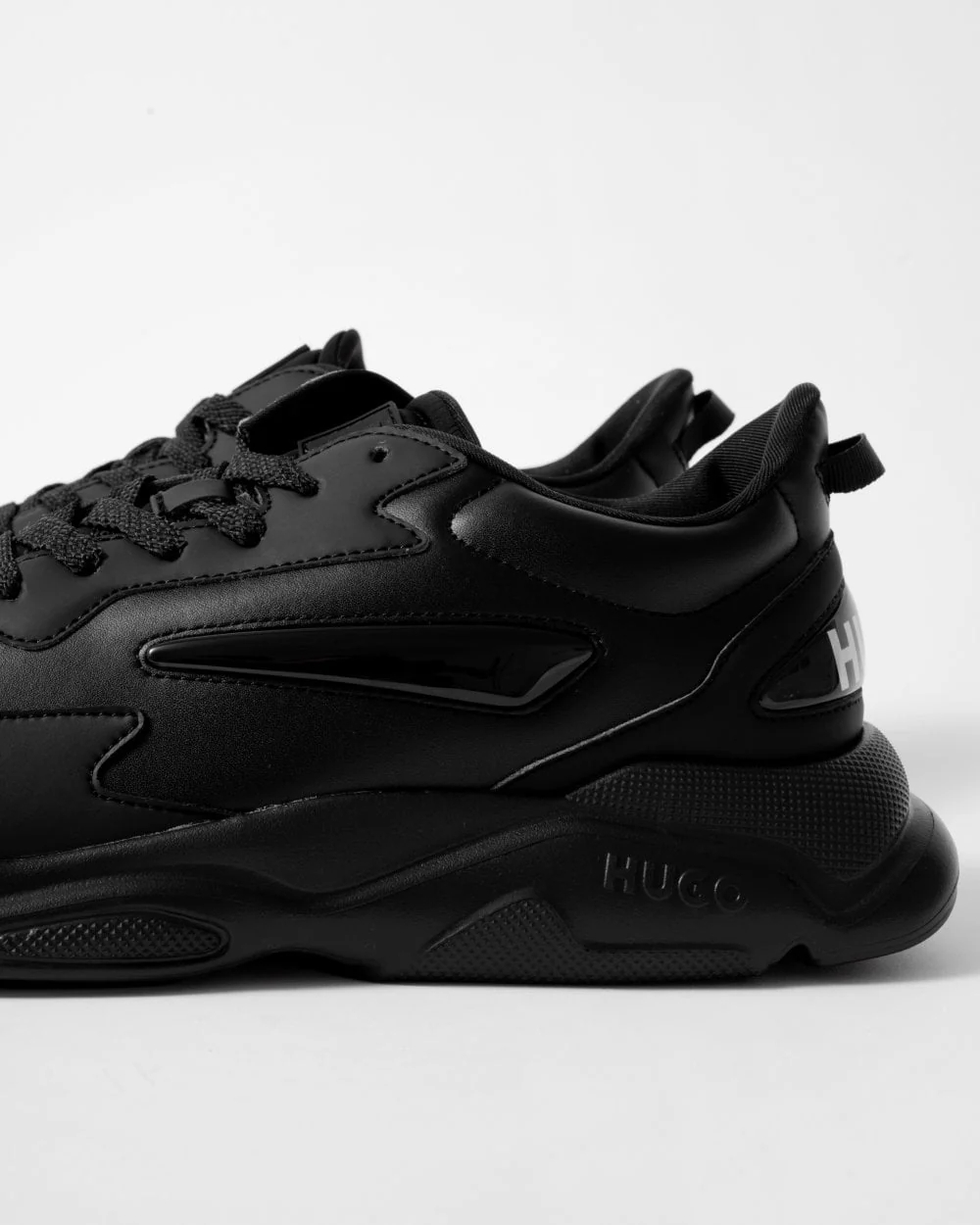 HUGO Leon Runn Mens Mixed-Material Trainers with Canvas-Effect Fabric - Image 4