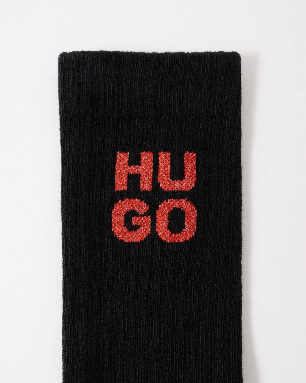 HUGO Lurex Mens 2-Pack Quarter Length Stacked Logo Socks Gift Set - Image 3