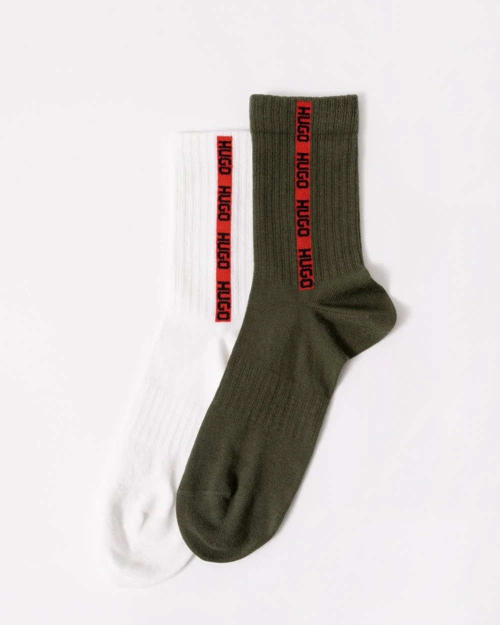 HUGO Mens 2-Pack Quarter Length Logo Tape Socks Gift Set - Image 2
