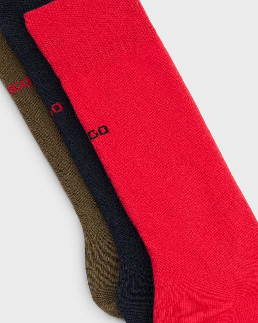 HUGO Mens 3-Pack of Regular Length Socks with Logo Details - Open Miscellaneous 960 - Image 2