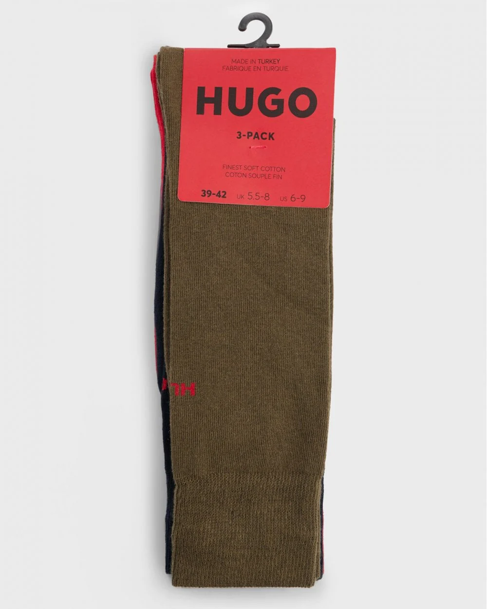 HUGO Mens 3-Pack of Regular Length Socks with Logo Details - Open Miscellaneous 960 - Image 3