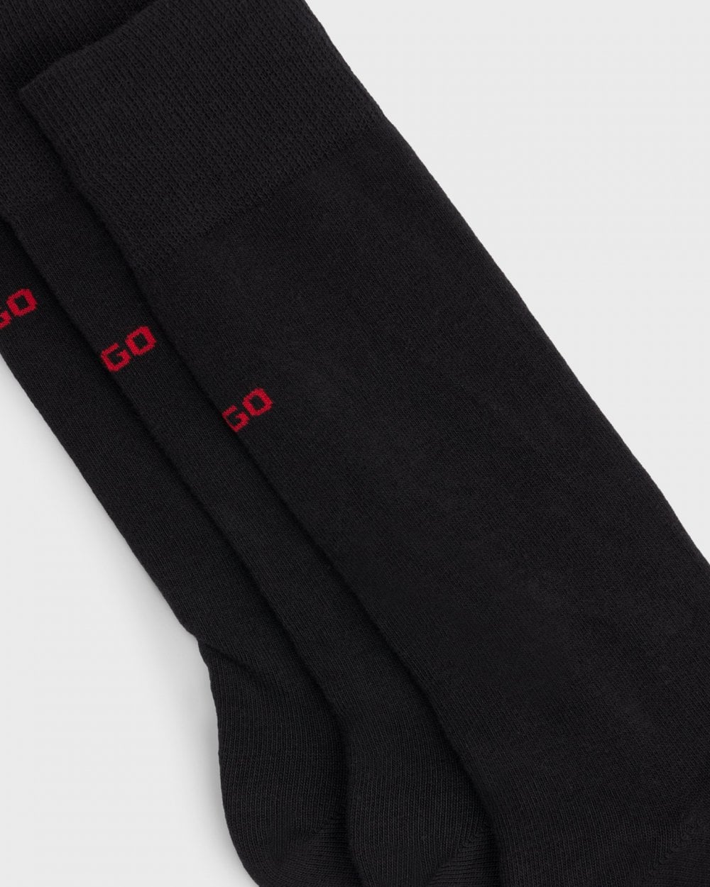 HUGO Mens 3-Pack of Regular Length Socks with Logo Details NOS - Black 001 - Image 2