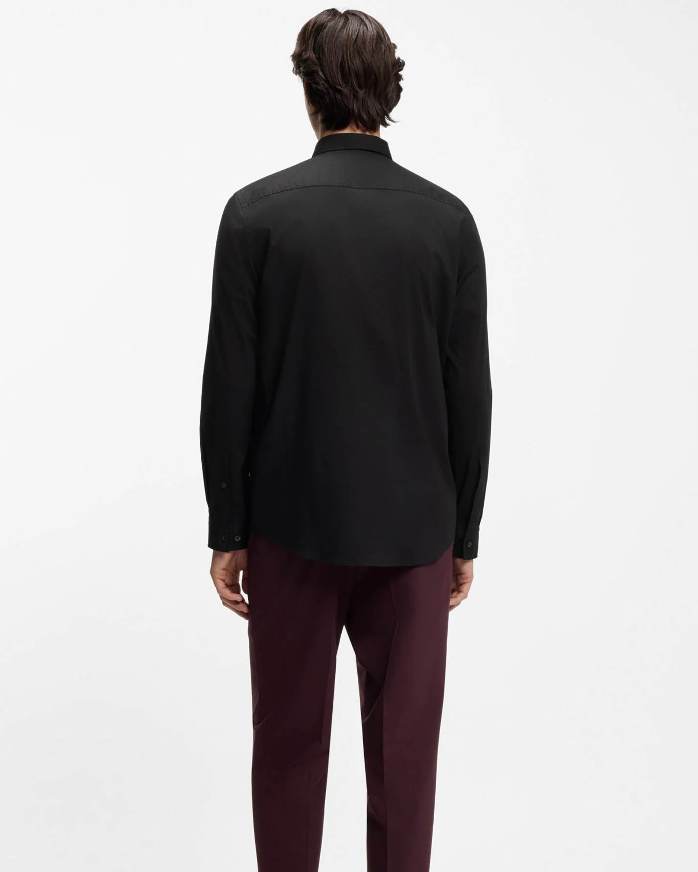 HUGO Mens Emero Mens Relaxed-Fit Shirt in Stretch-Cotton Canvas - Black 001 - Image 3